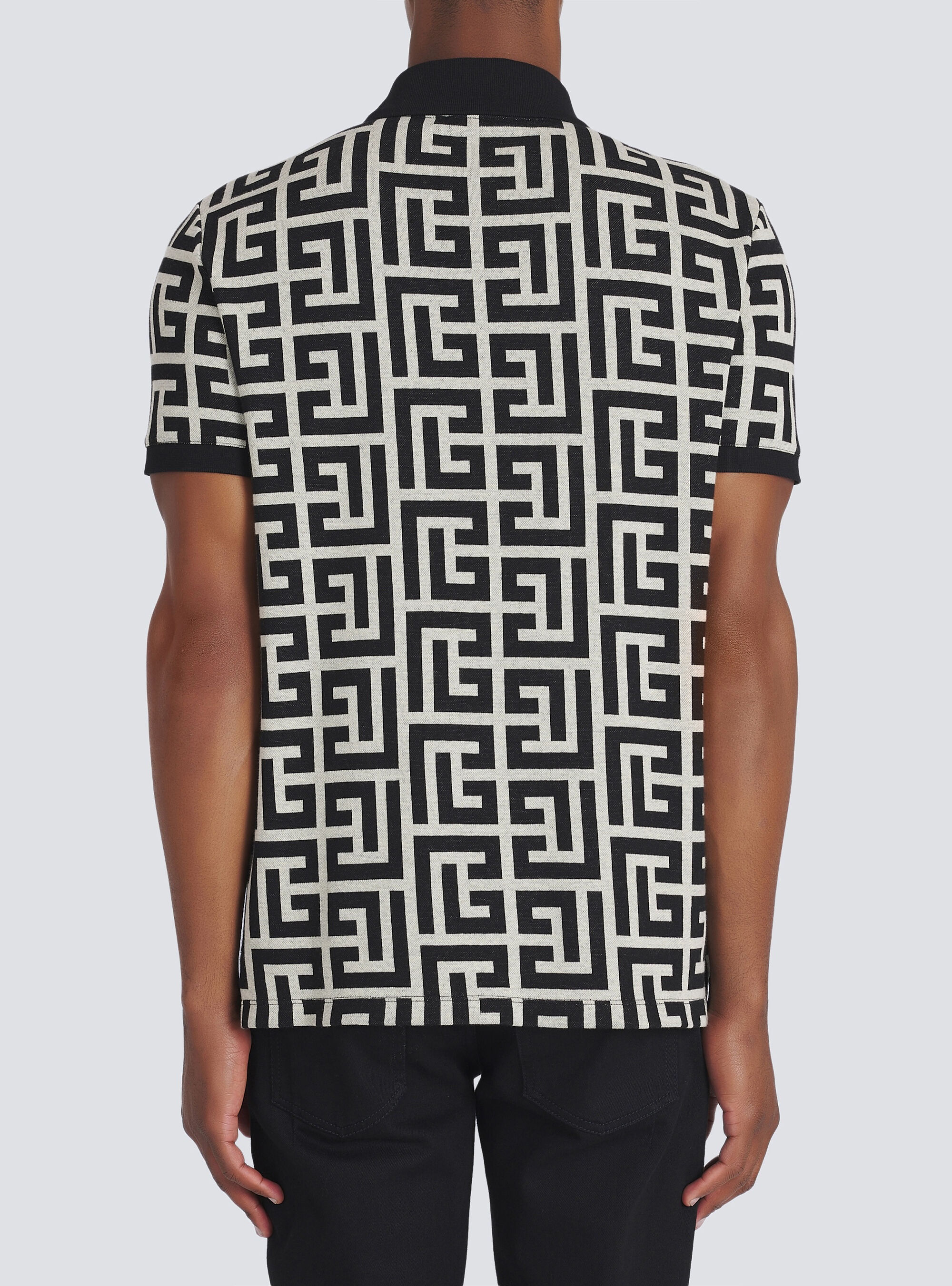 Cotton polo with maxi Balmain monogram - 9