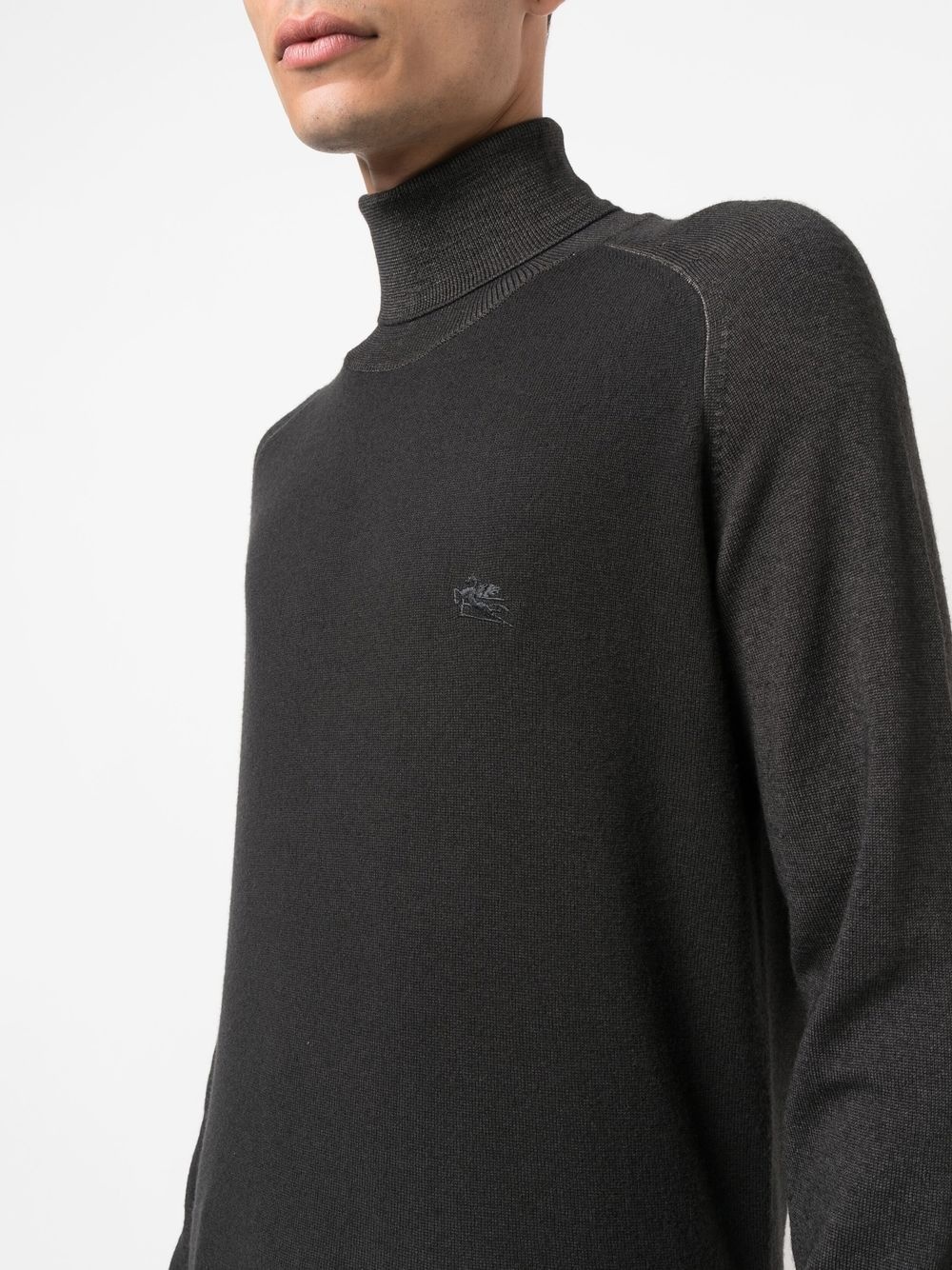 logo-embroidered roll-neck jumper - 5