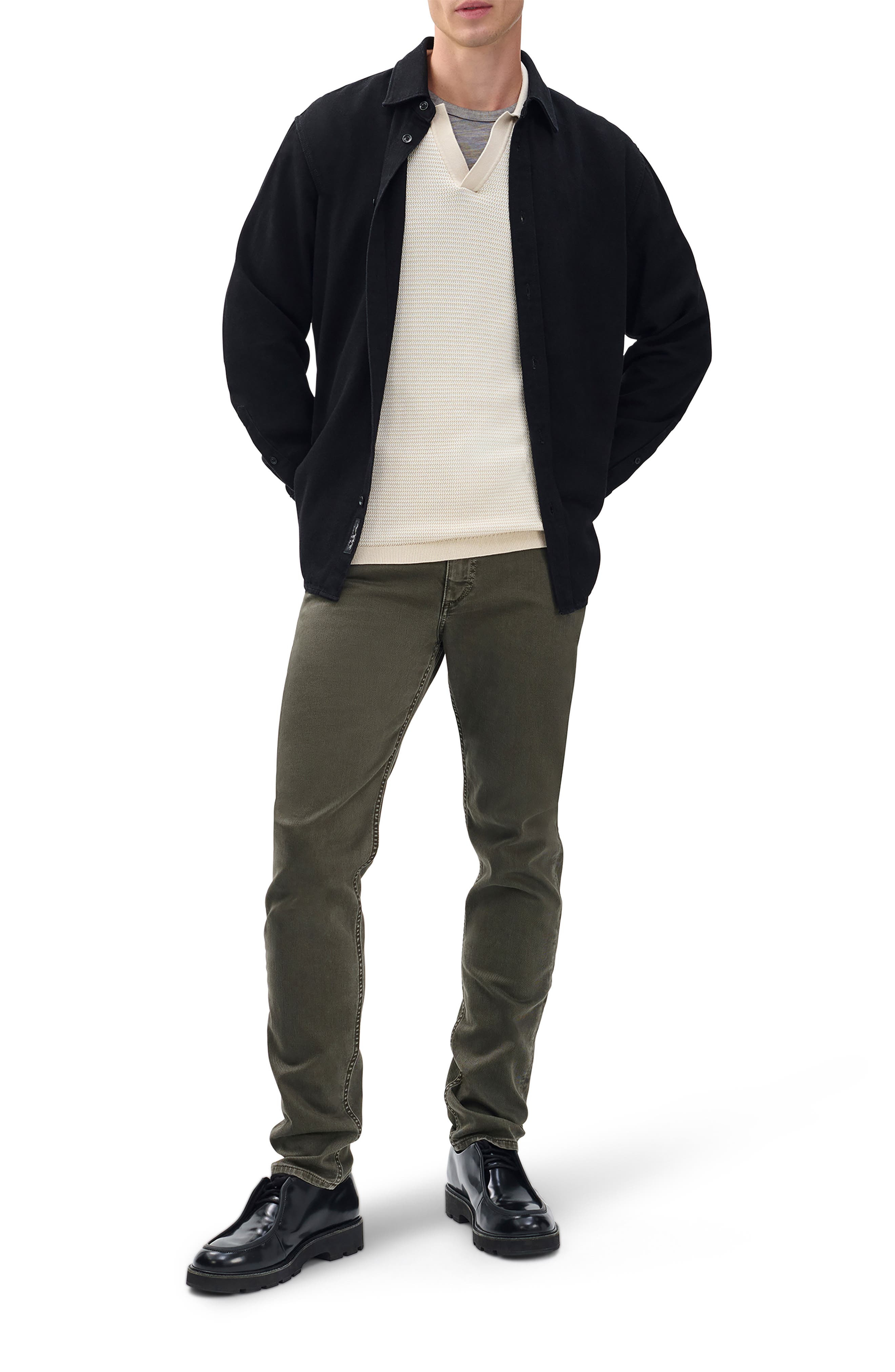 rag & bone Harvey Chevron Johnny Collar Polo in Desert Sand at Nordstrom - 6