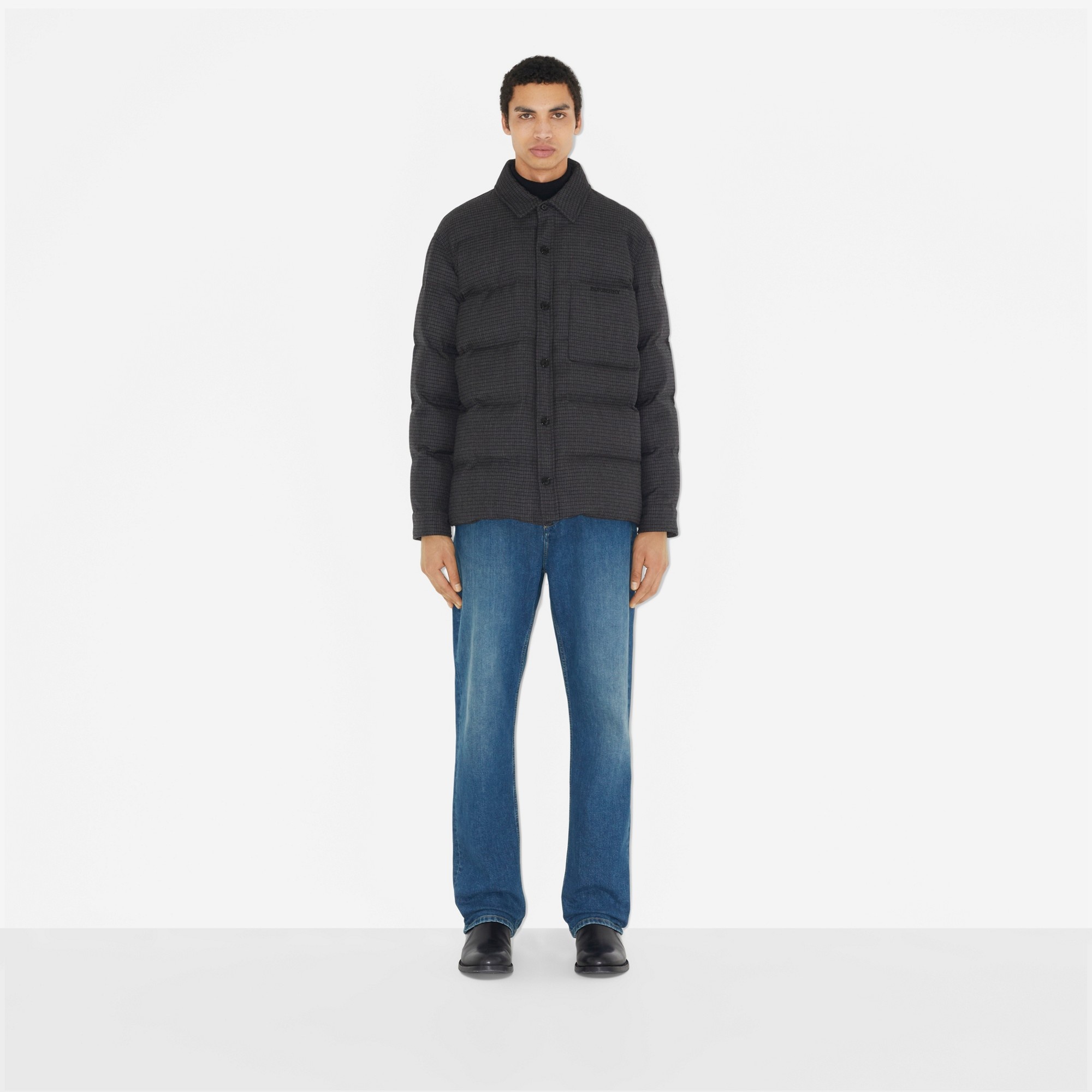 Check Wool Down-Filled Overshirt - 2