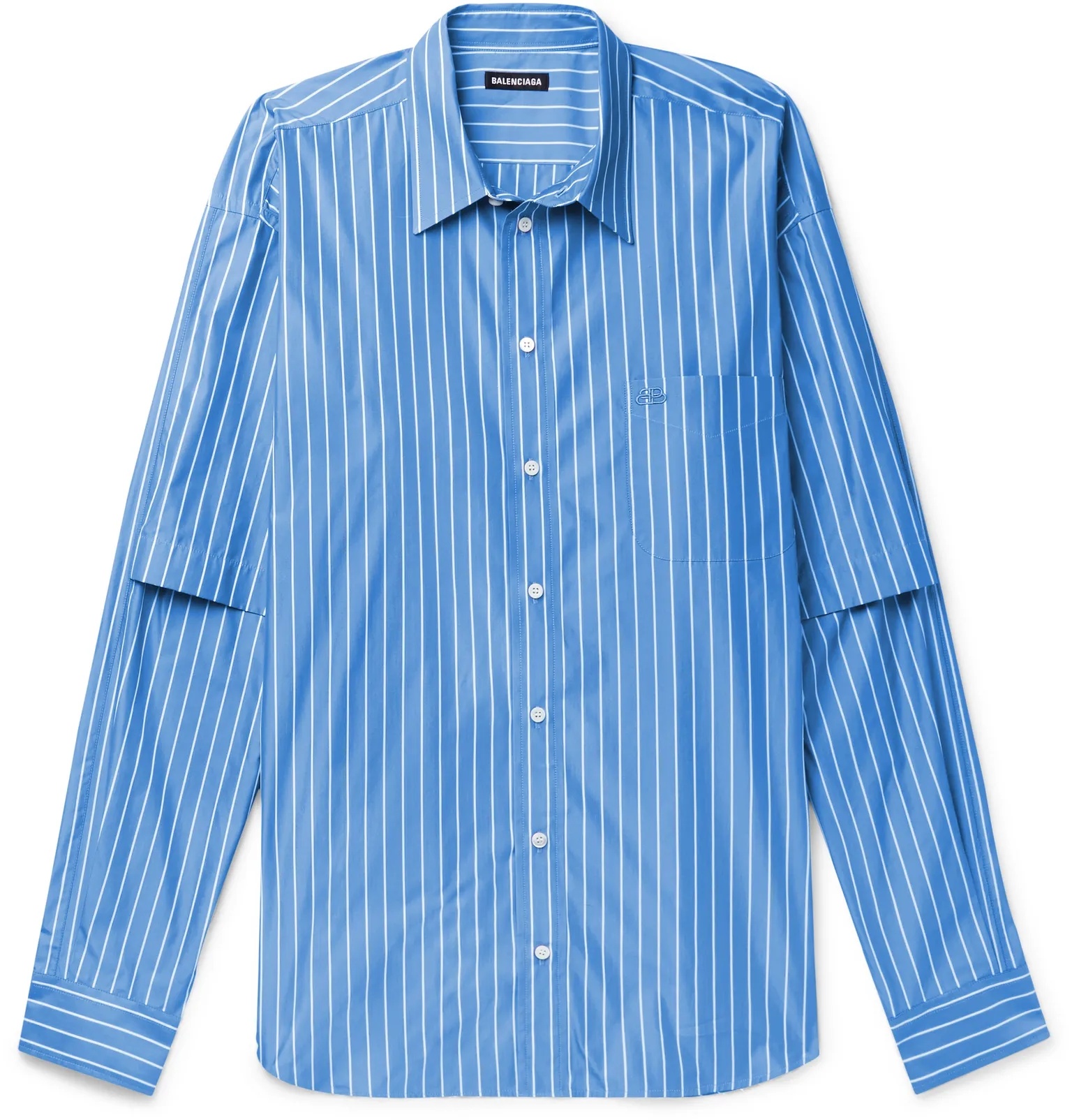 Oversized Logo-Embroidered Striped Cotton-Blend Poplin Shirt - 1