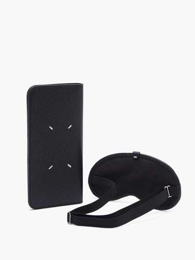 Maison Margiela Grained-leather eye mask and case set outlook