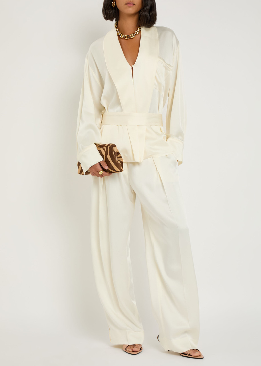 Victoria Beckham Wide-leg Crepe de Chine Trousers - 4