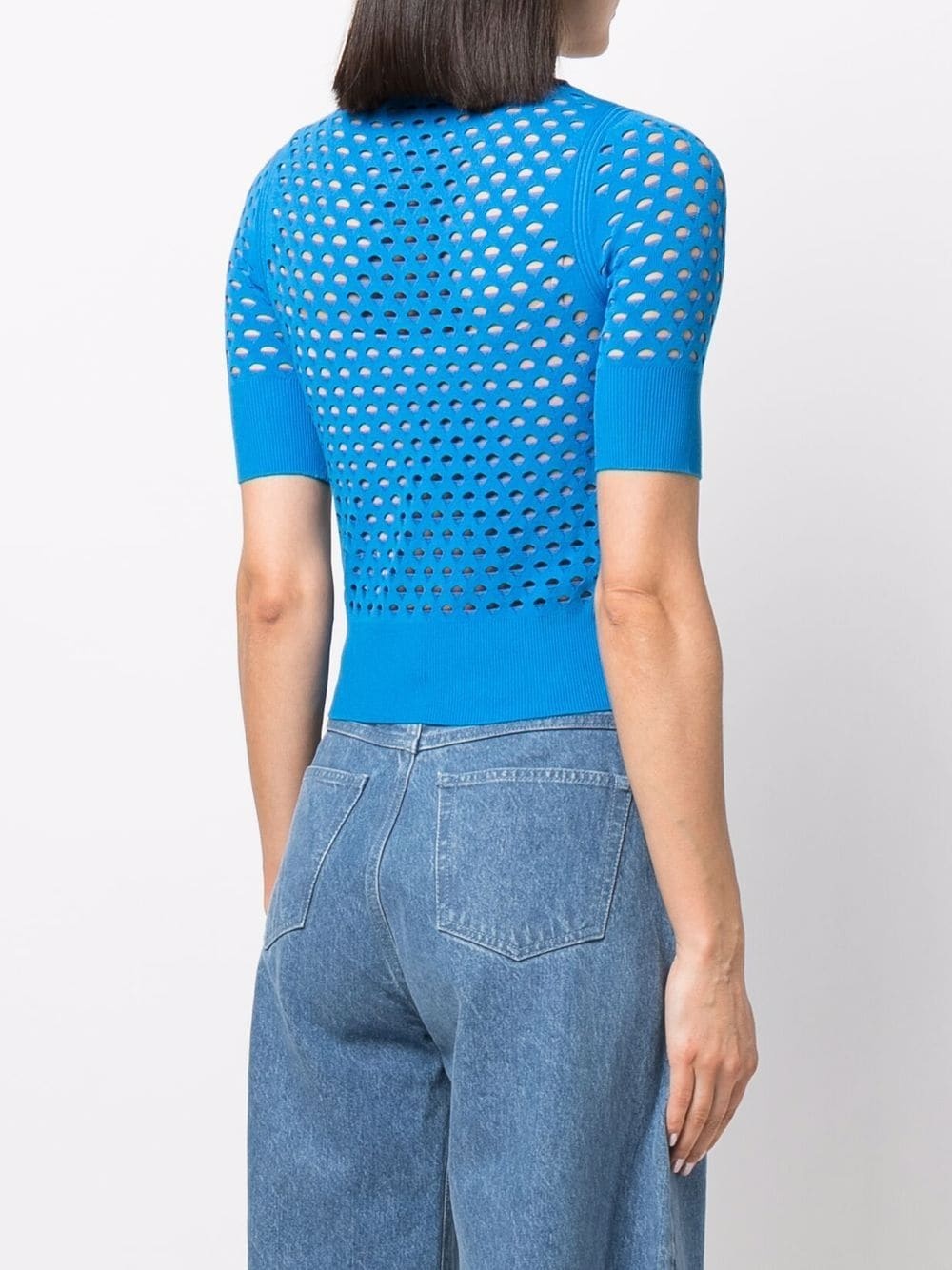 mesh-knit zip-neck top - 4