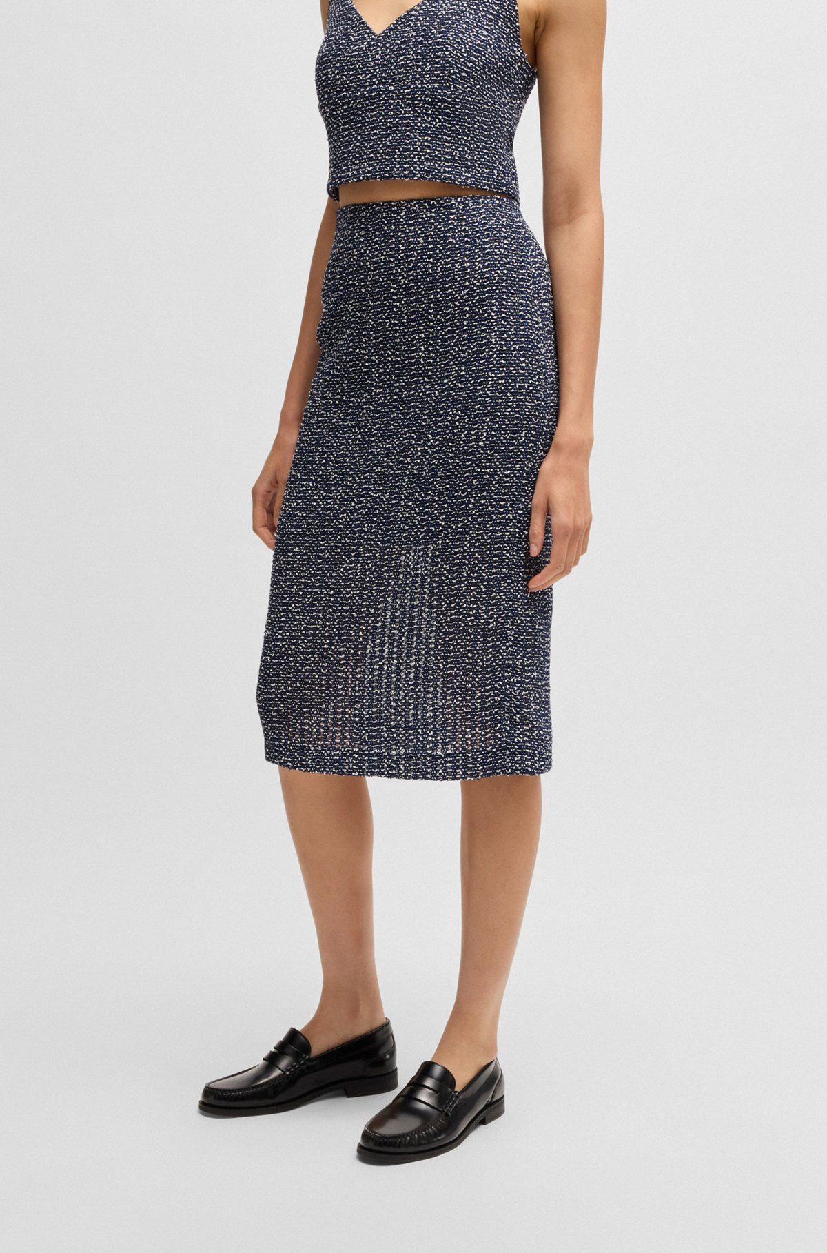 PENCIL SKIRT IN TWO-TONE CROCHET TWEED - 2