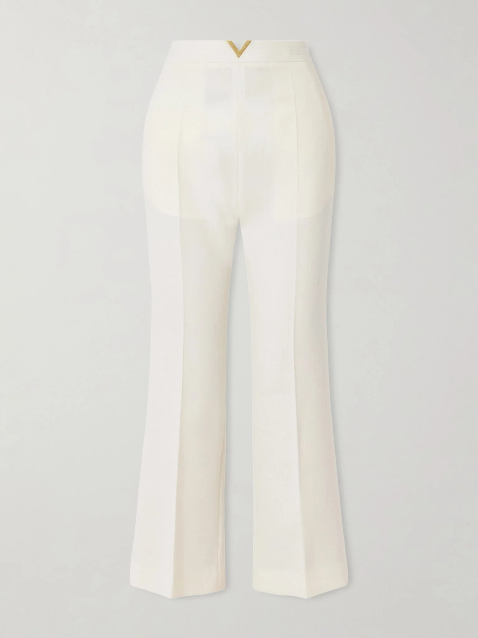 Embellished wool straight-leg pants Cream - 1
