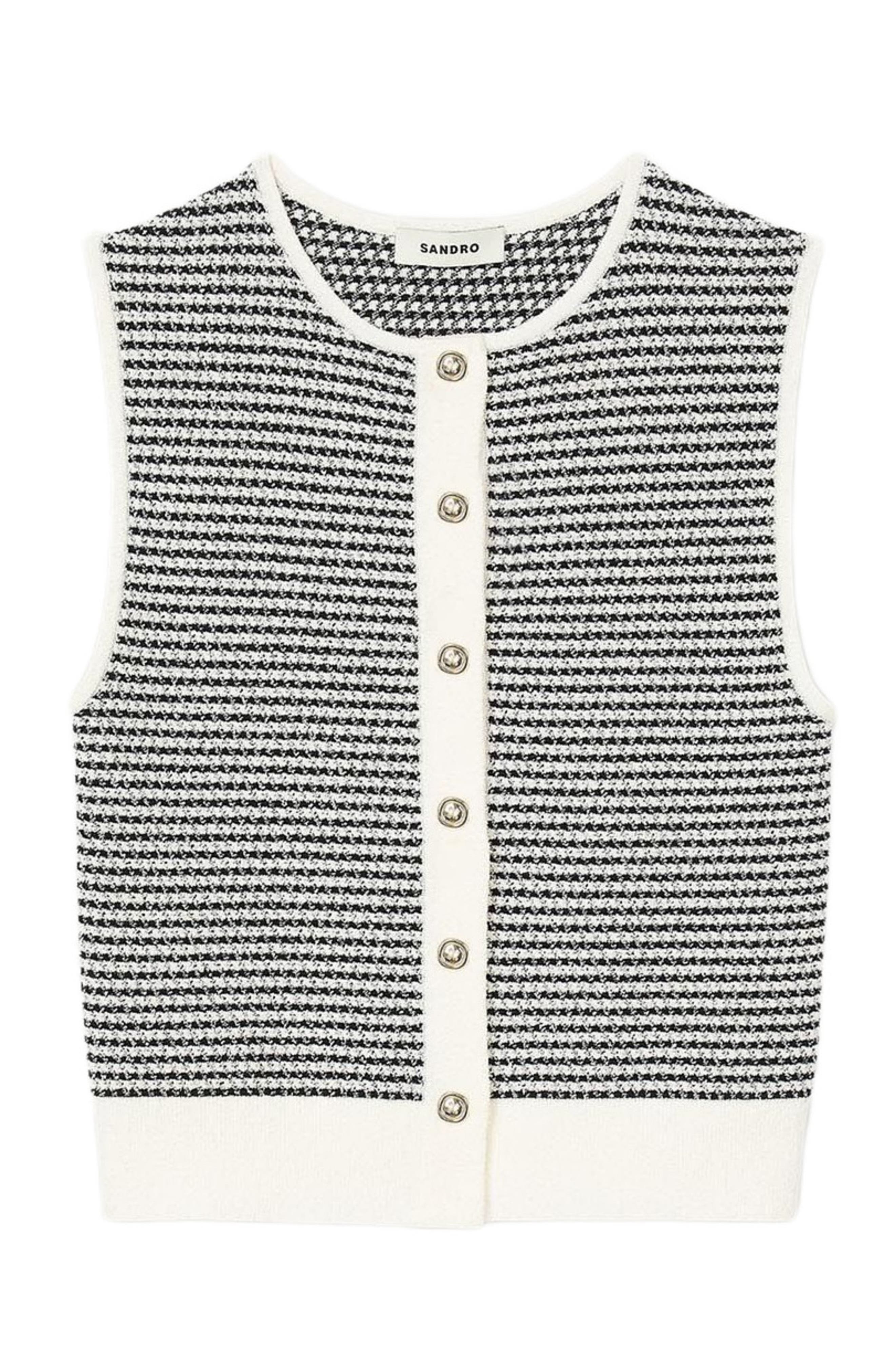 SANDRO Striped cardigan in Black /White at Nordstrom - 5