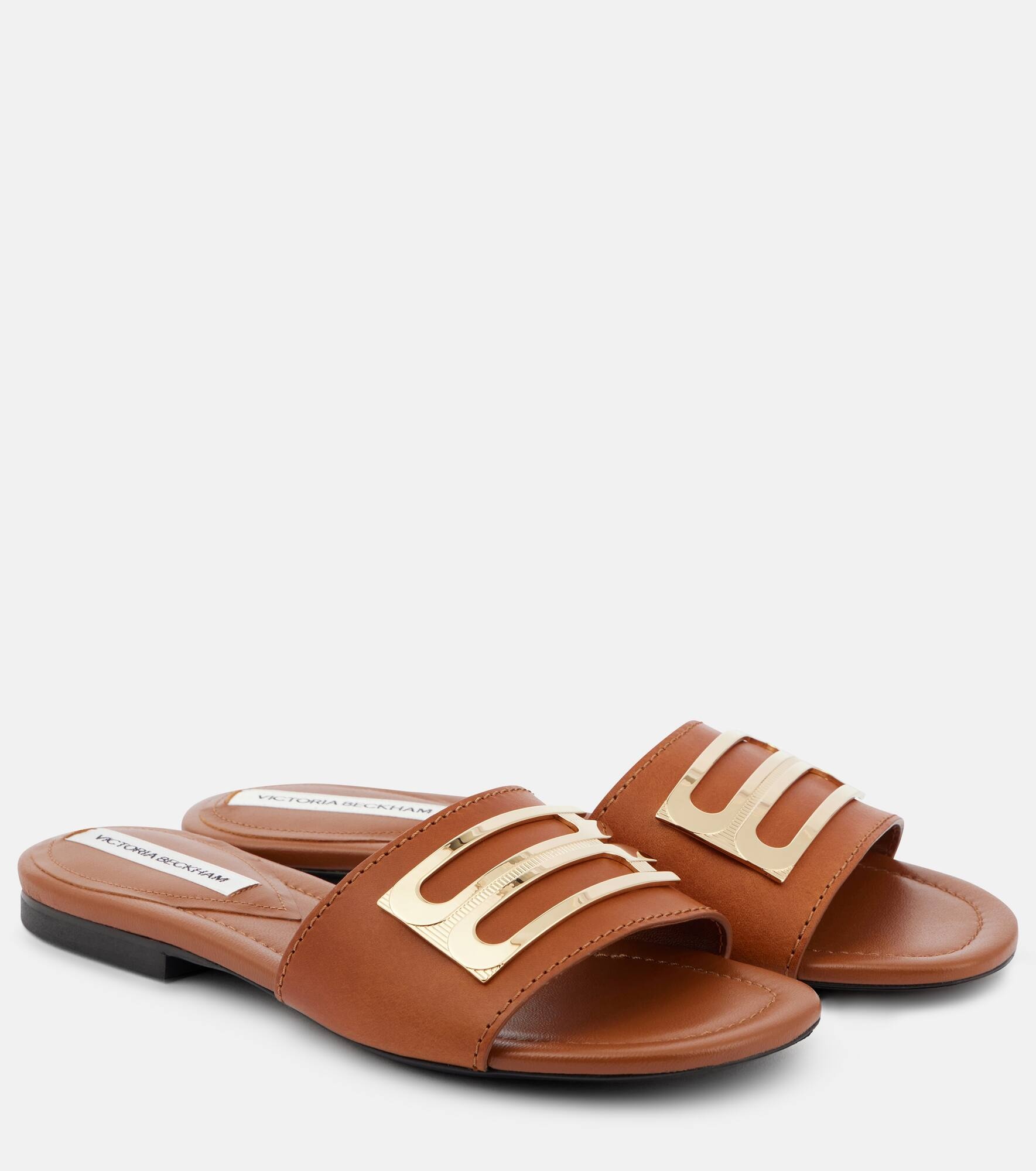 B Buckle leather slides - 1