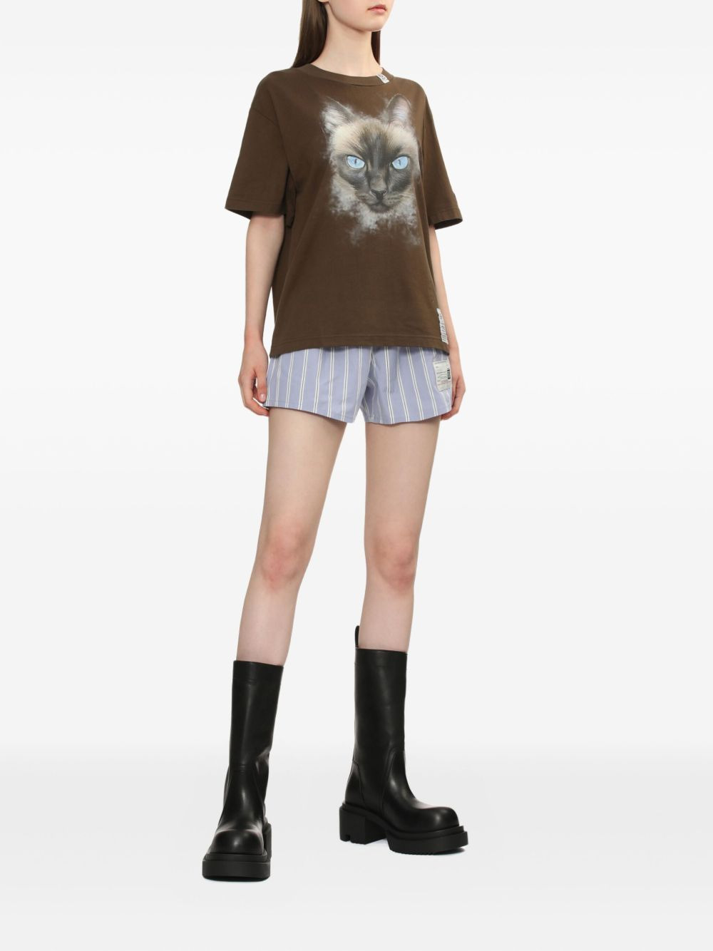 cat-print cotton T-shirt - 2