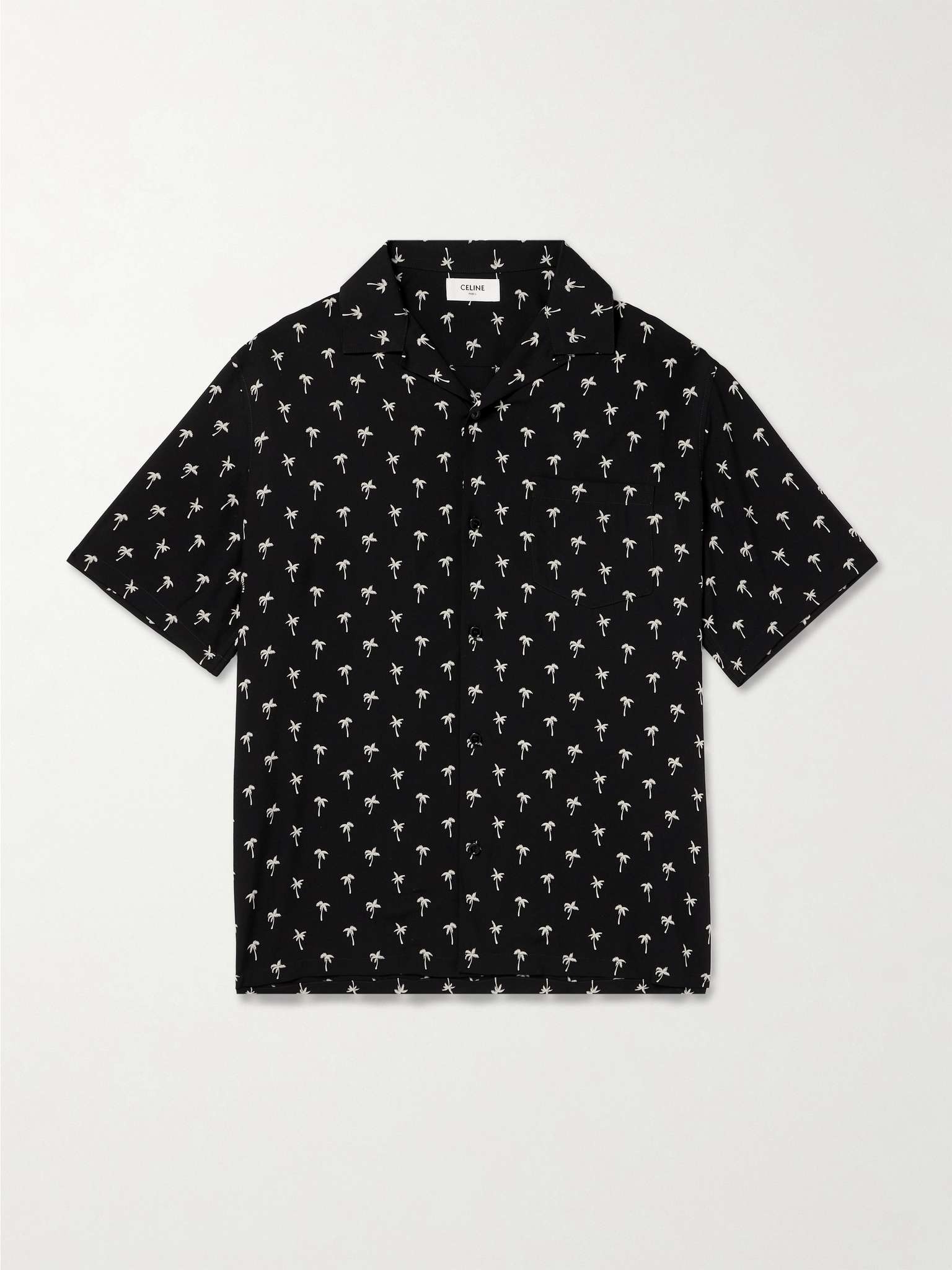 Camp-Collar Printed Crepe Shirt - 1