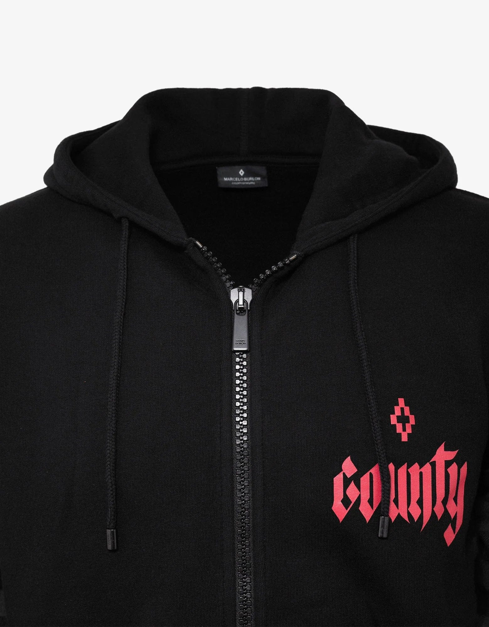 Marcelo Burlon Black Hoodie with Check Shirt Inserts - 3
