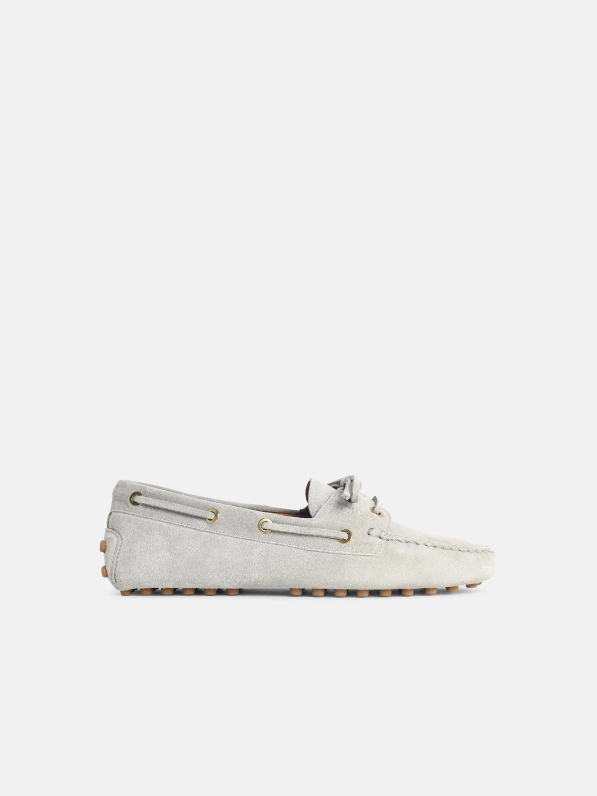 'GOMMINO' GREY SUEDE BOAT LOAFERS - 1