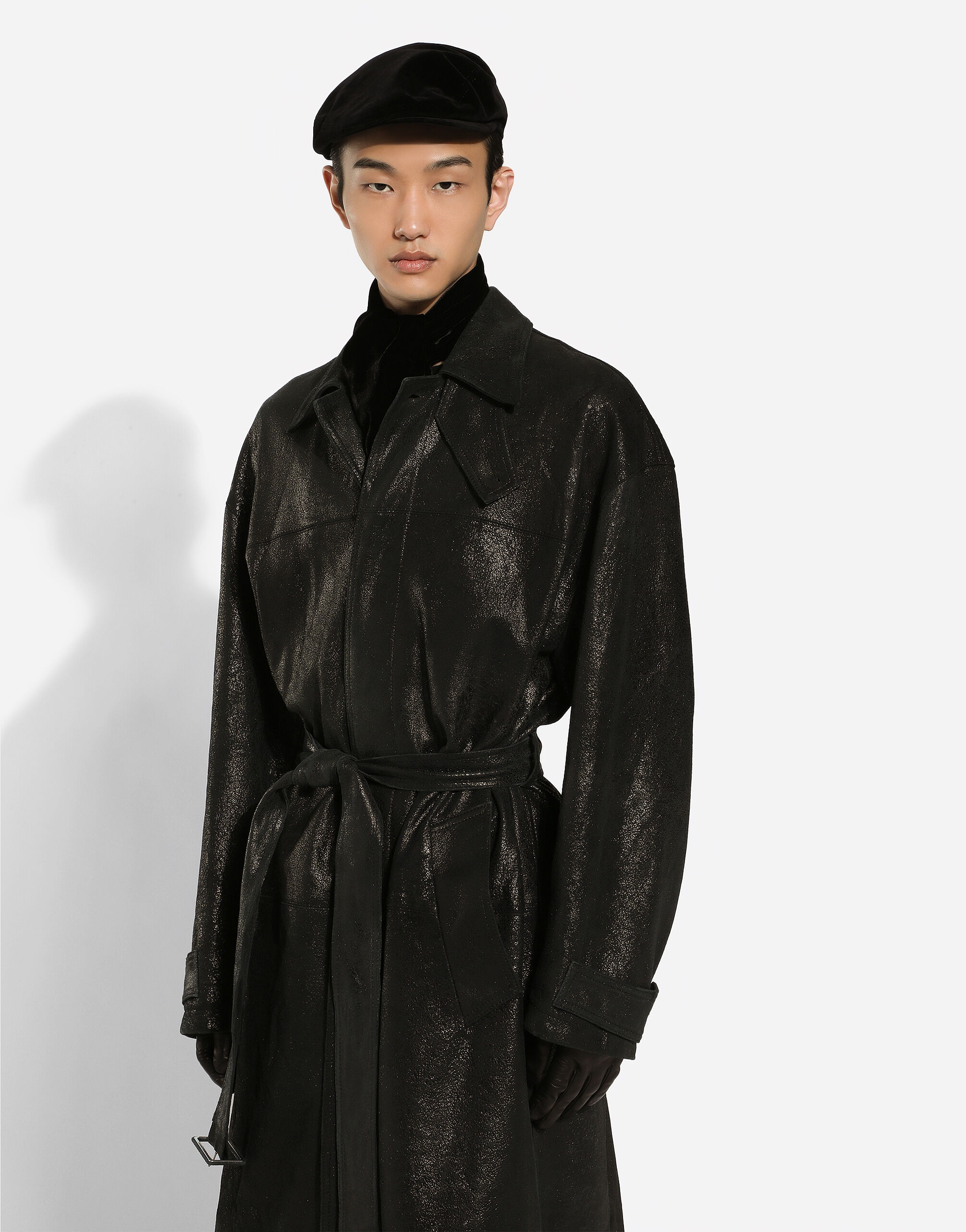Leather trench coat with belt - 4
