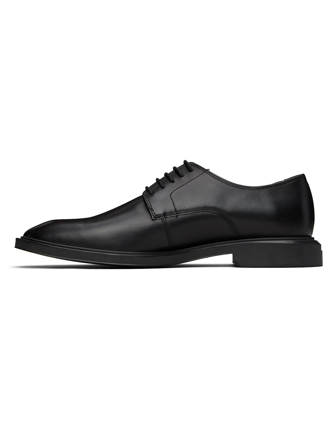 Black Rubber-Sole Leather Derbys - 3