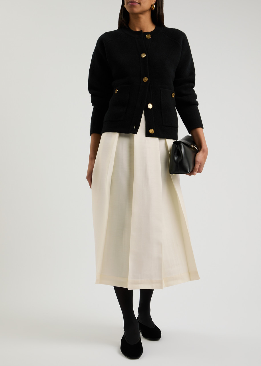 Toteme Pleated Wool and Silk-blend Midi Skirt - 4