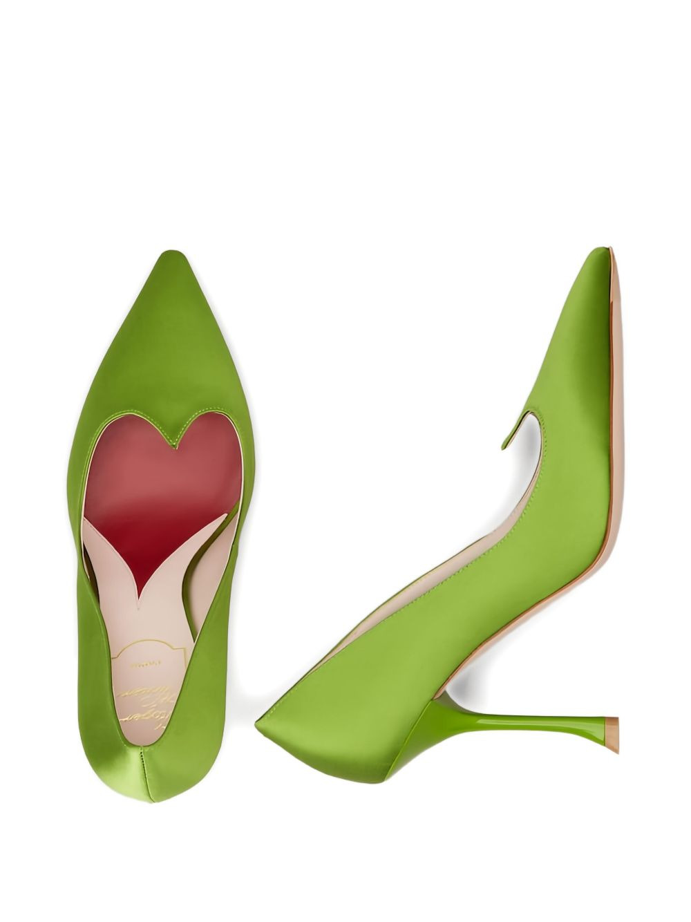 100mm heart-shaped satin pumps - 4