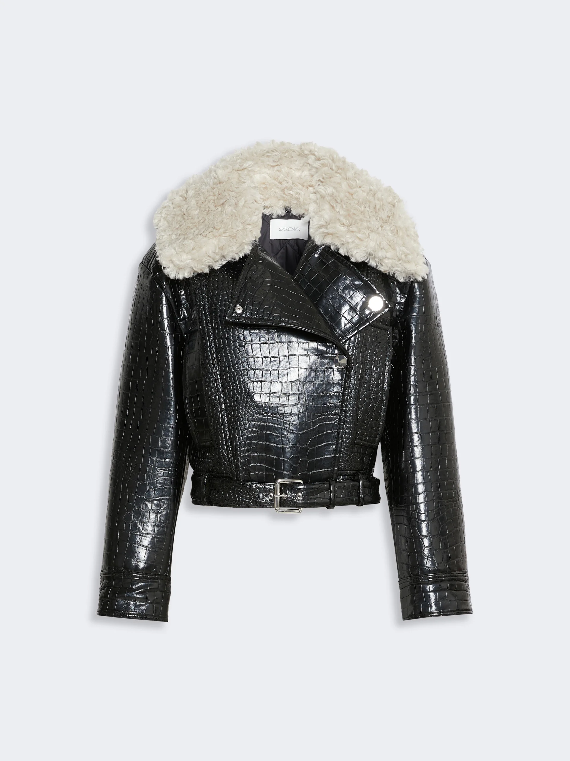 ARMONIOSO Patent leather biker jacket - BLACK - 1