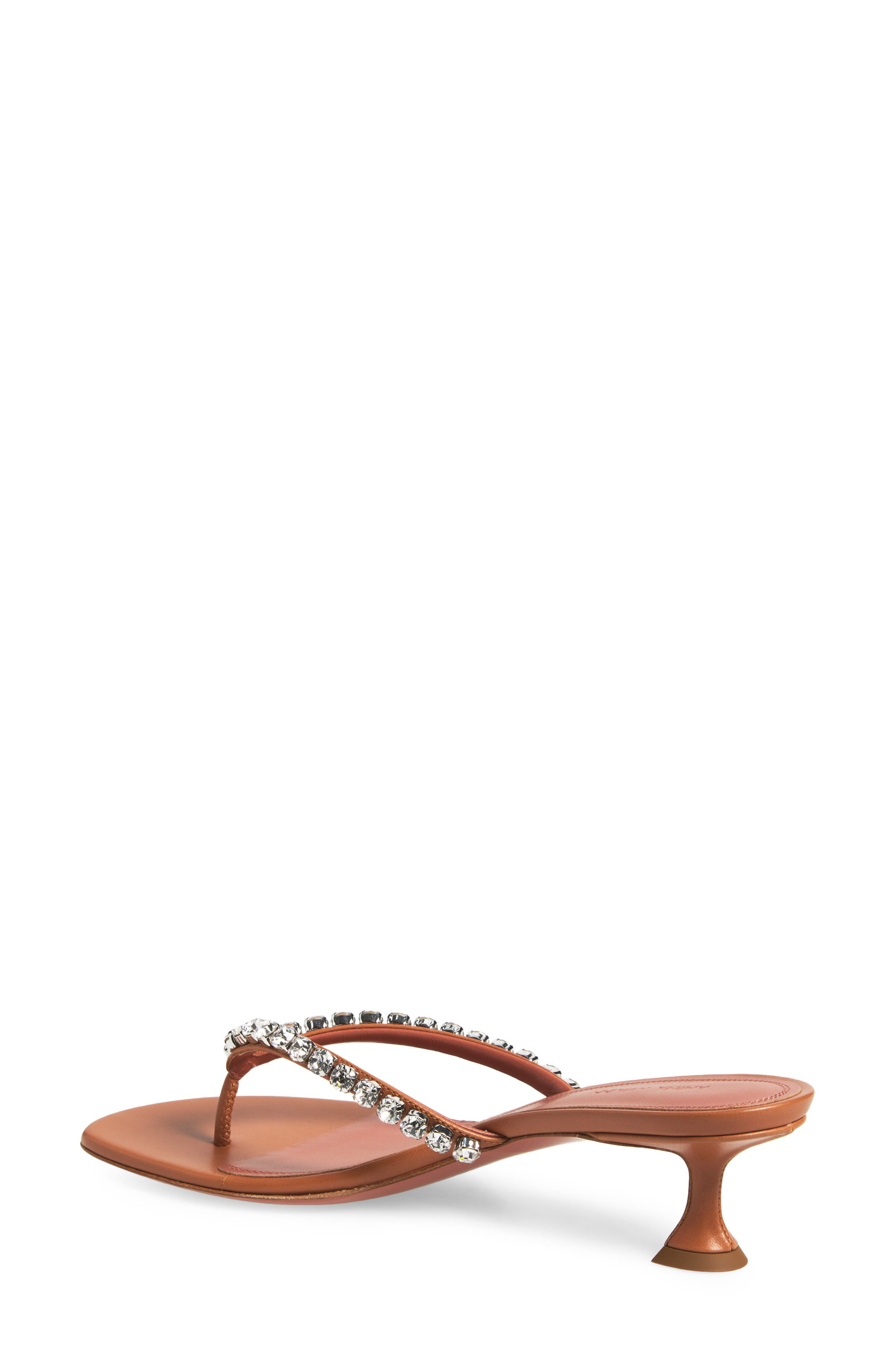 Amina Muaddi Gigi CrystalStrap Kitten Heel Sandal in Nappa Latte/White Crystals at Nordstrom - 2