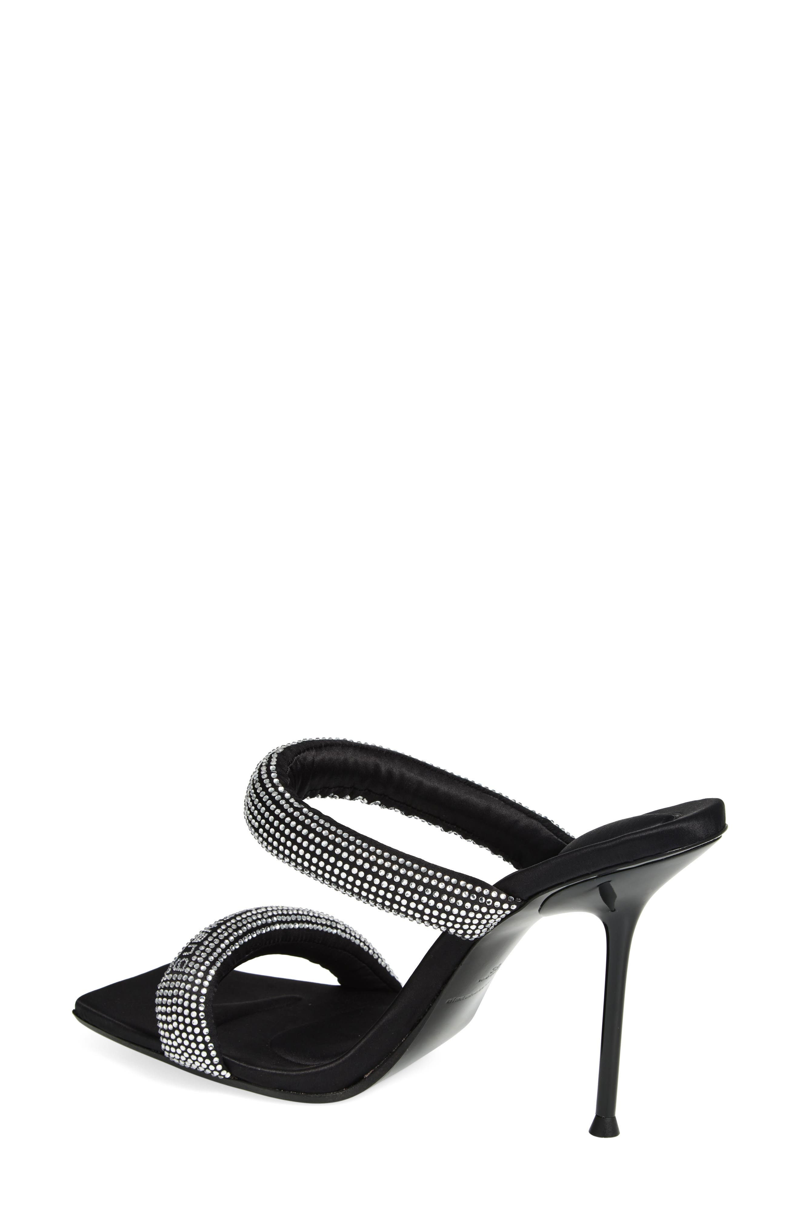 Alexander Wang Julie Tubular Crystal Embellished Slide Sandal in Black/Silver at Nordstrom - 2
