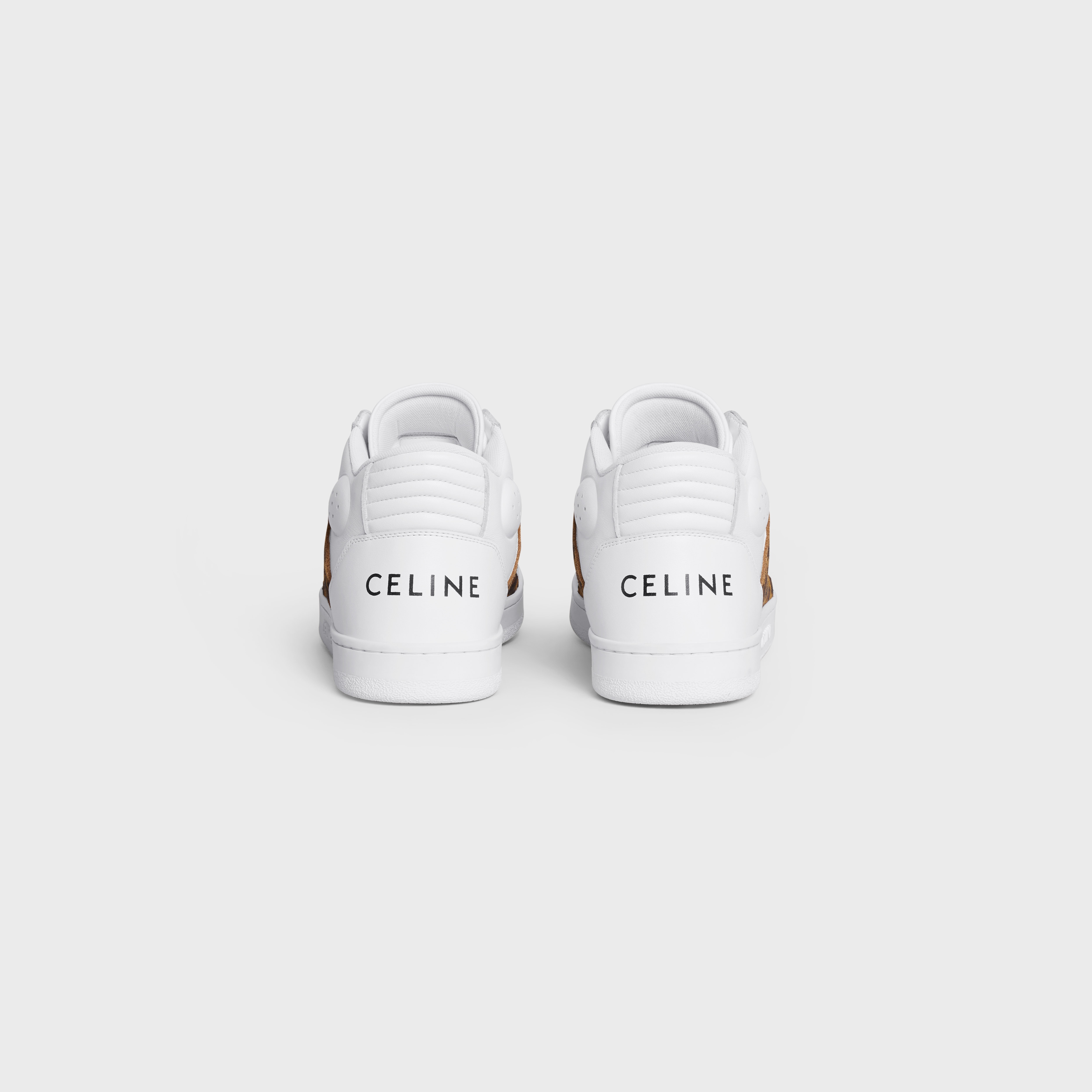 CT-02 CELINE TRAINER MID SNEAKER WITH SCRATCH in CALFSKIN & LEOPARD PRINTED SUEDE CALFSKIN - 3