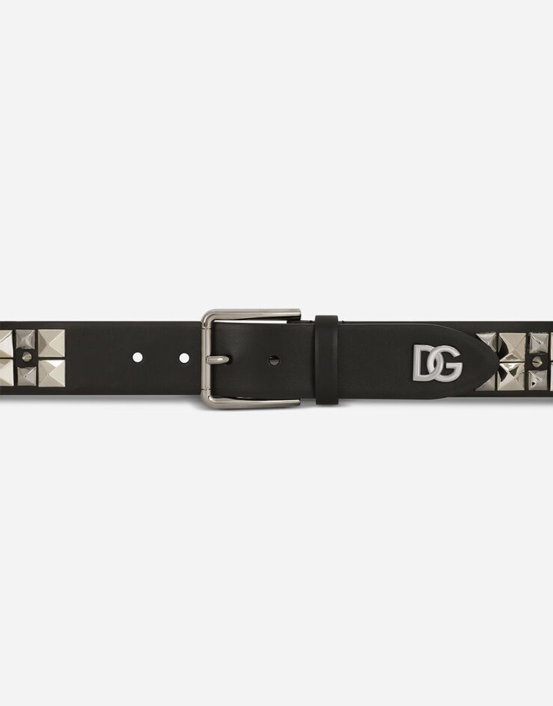 Calfskin nappa belt with studs 4