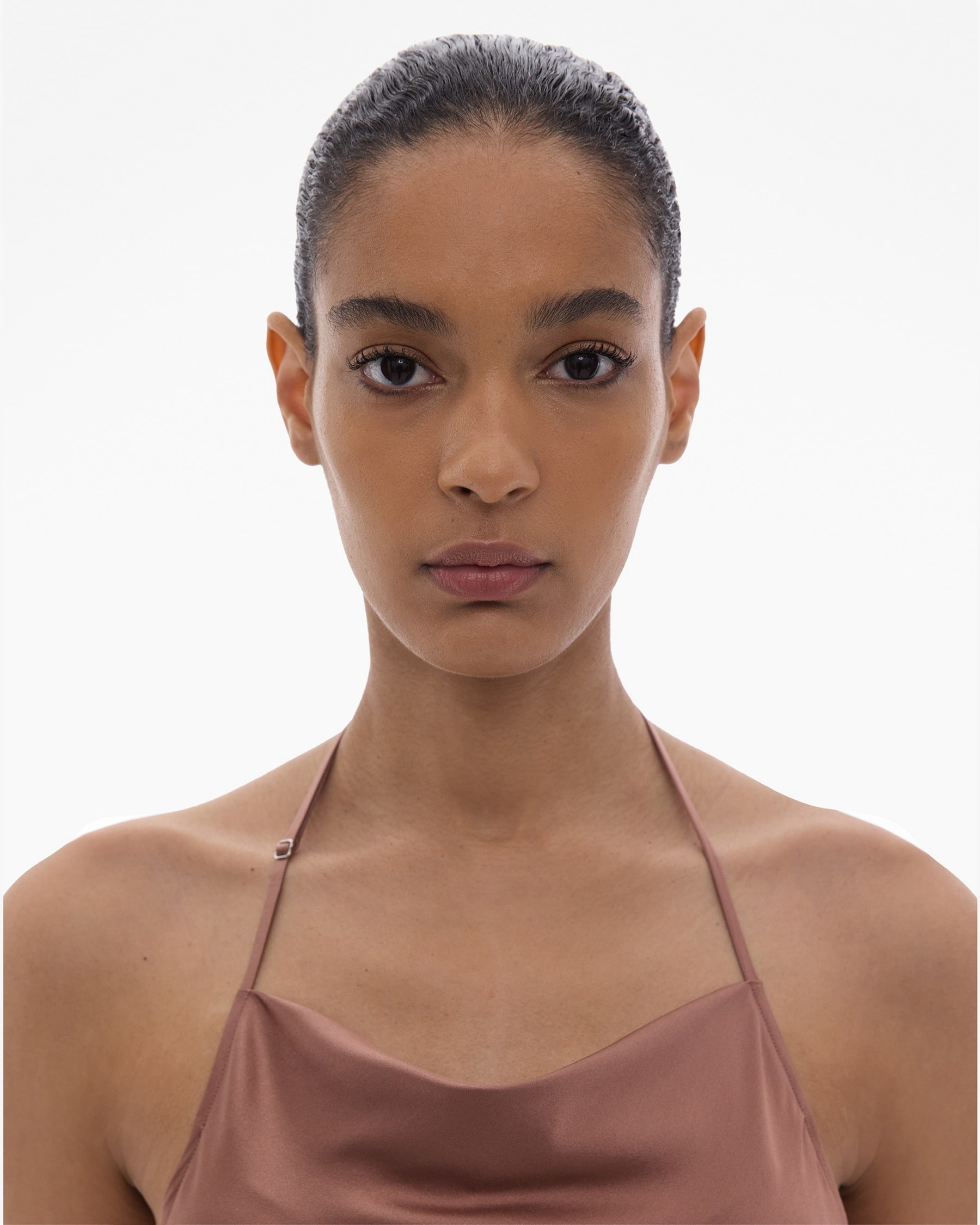 STRETCH SILK HALTER DRESS - 7