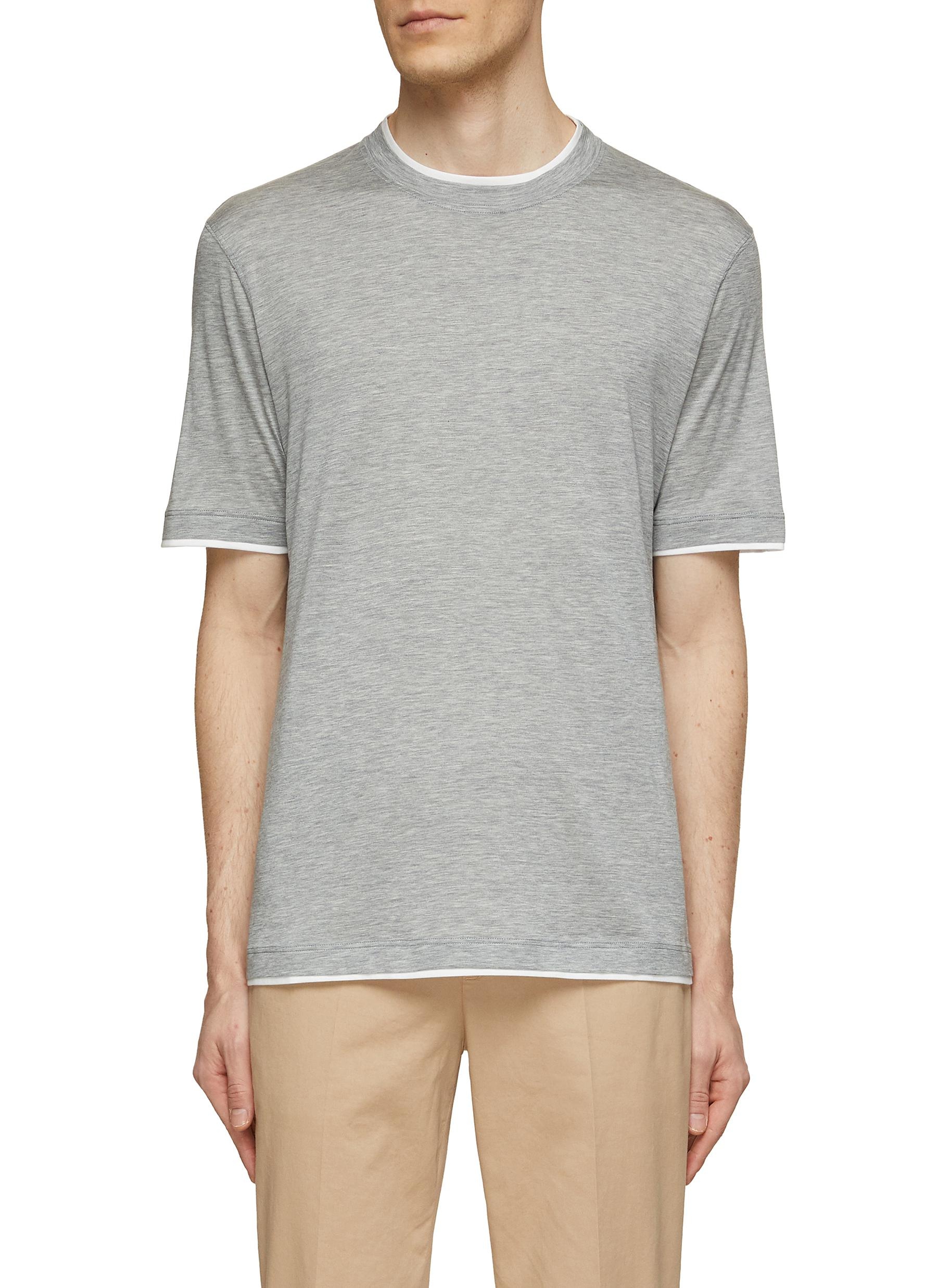Brunello Cucinelli CONTRAST TRIM COTTON T-SHIRT