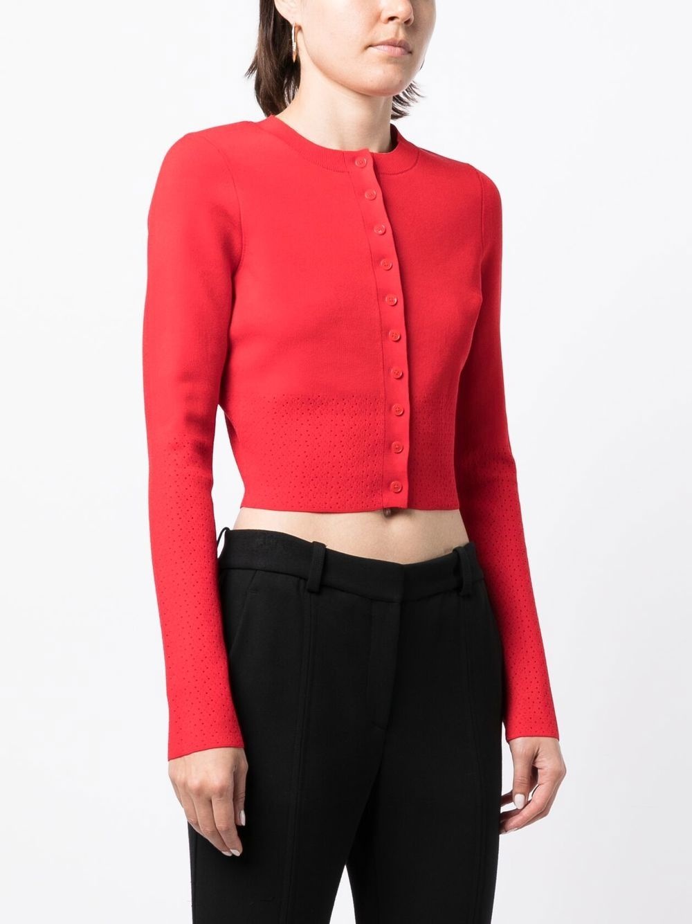 pointelle-knit cropped cardigan - 3