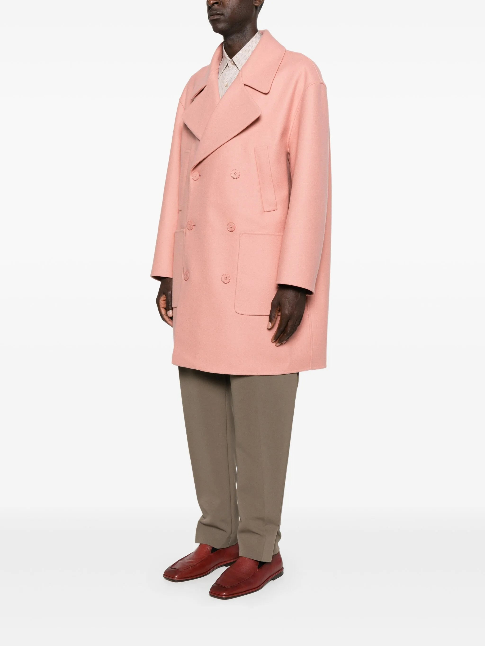 double-breasted patch-pocket coat - 3