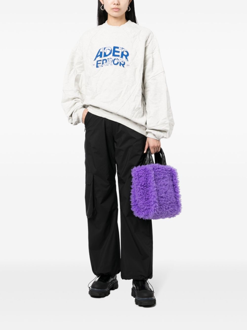logo-embroidered crinkled sweatshirt - 2