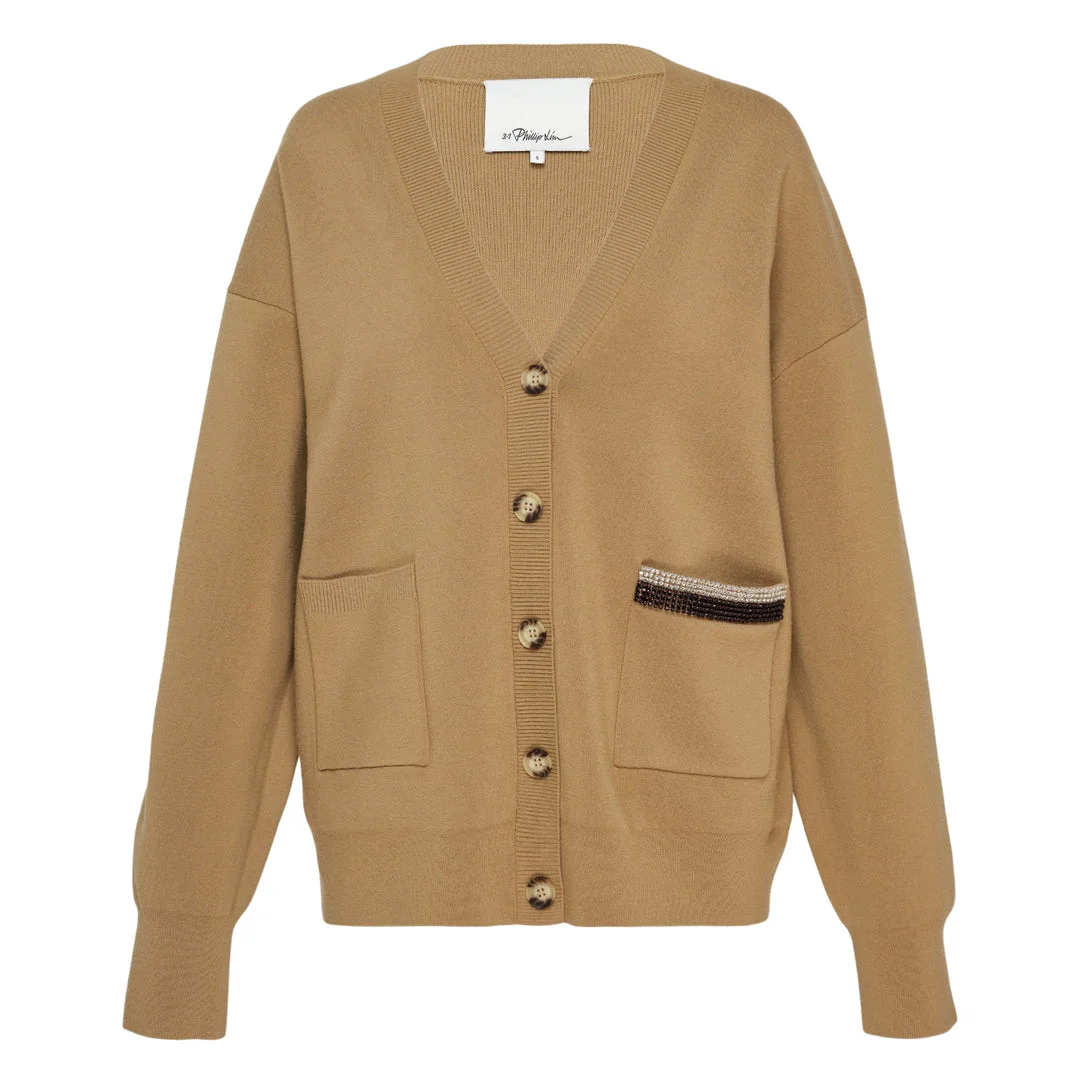 Oversized V-Neck Cardigan - 1