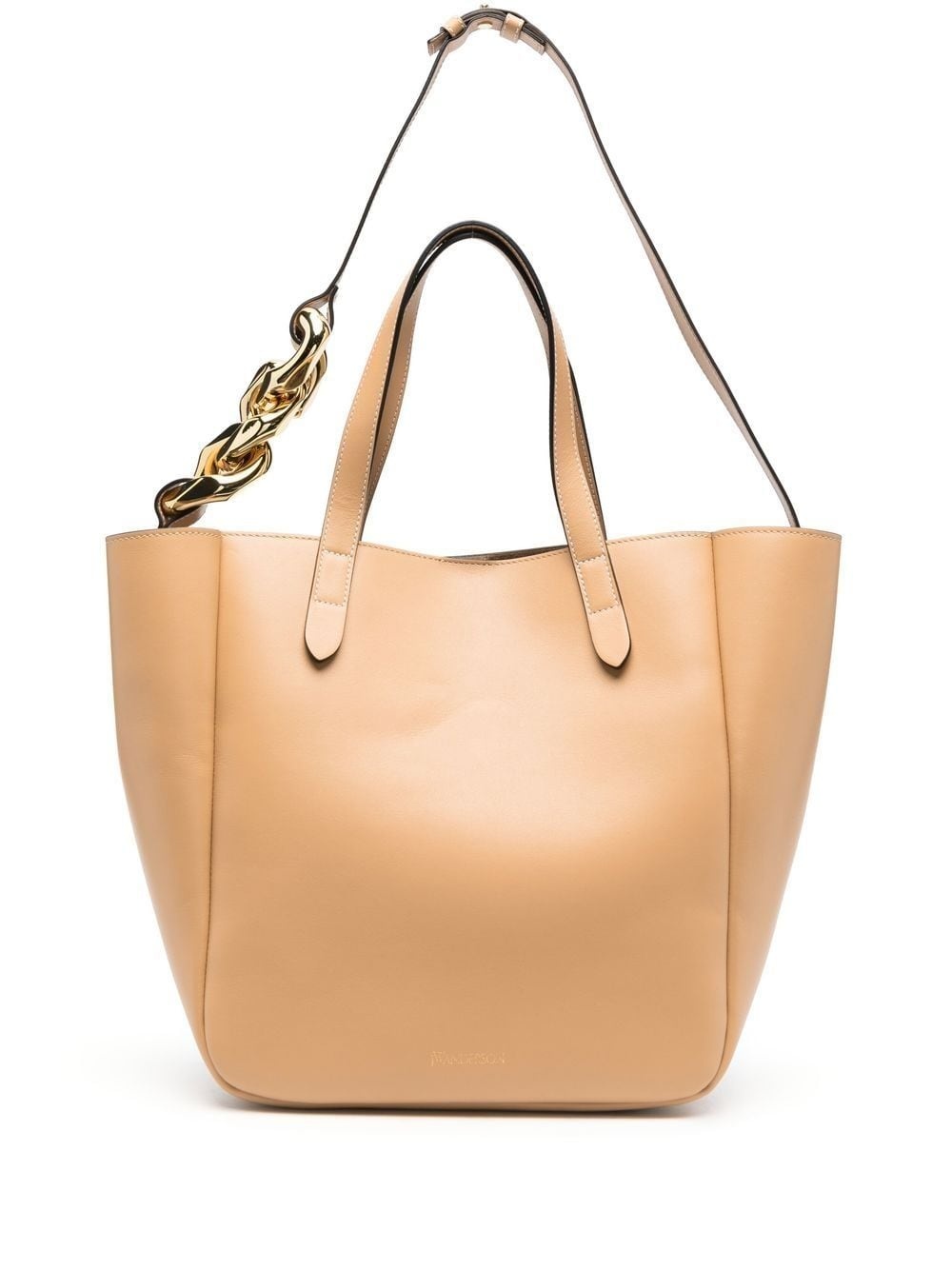 chain-detail leather tote - 1
