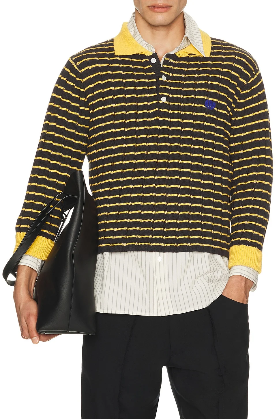Knitted Cropped Polo Shirt - 1