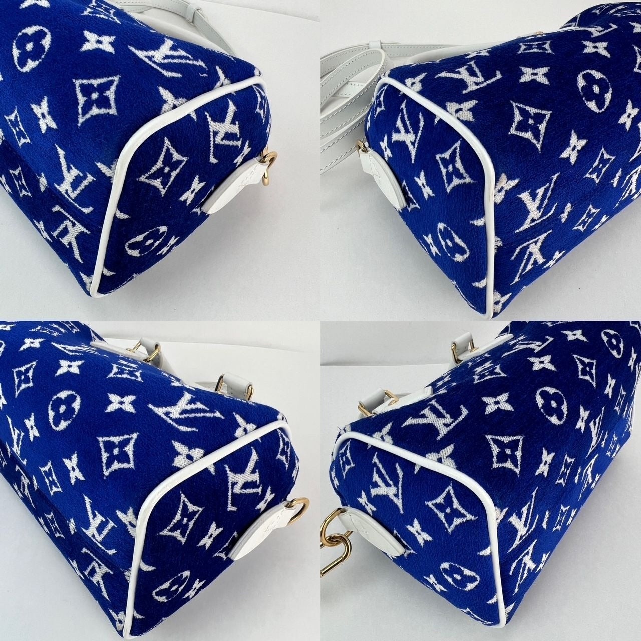 Louis Vuitton Jacquard Velvet Speedy 20 Bandouliere Blue Crossbody Bag - 7