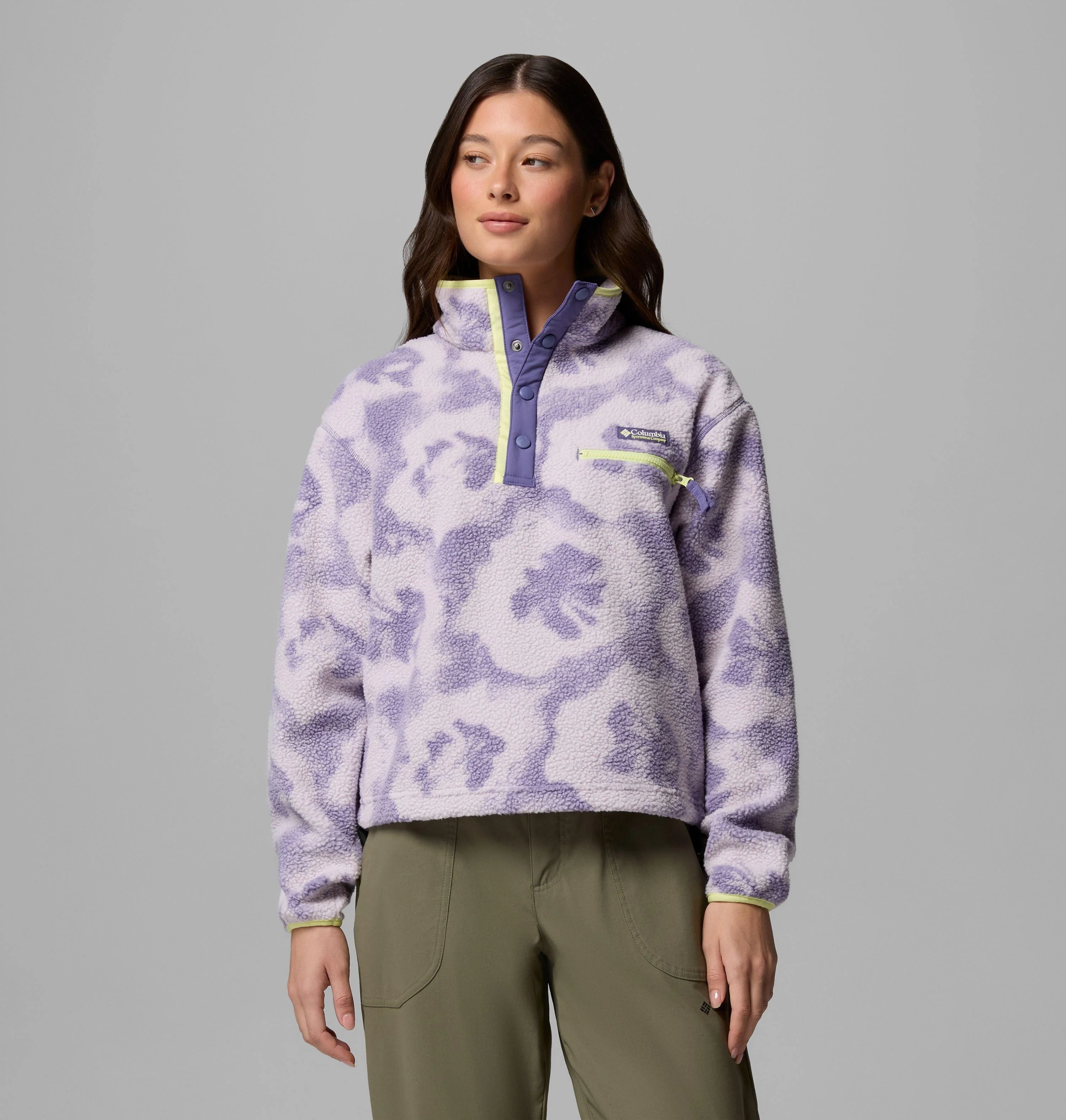 Women's Helvetia II Printed Cropped Half Snap Fleece Pullover - 1