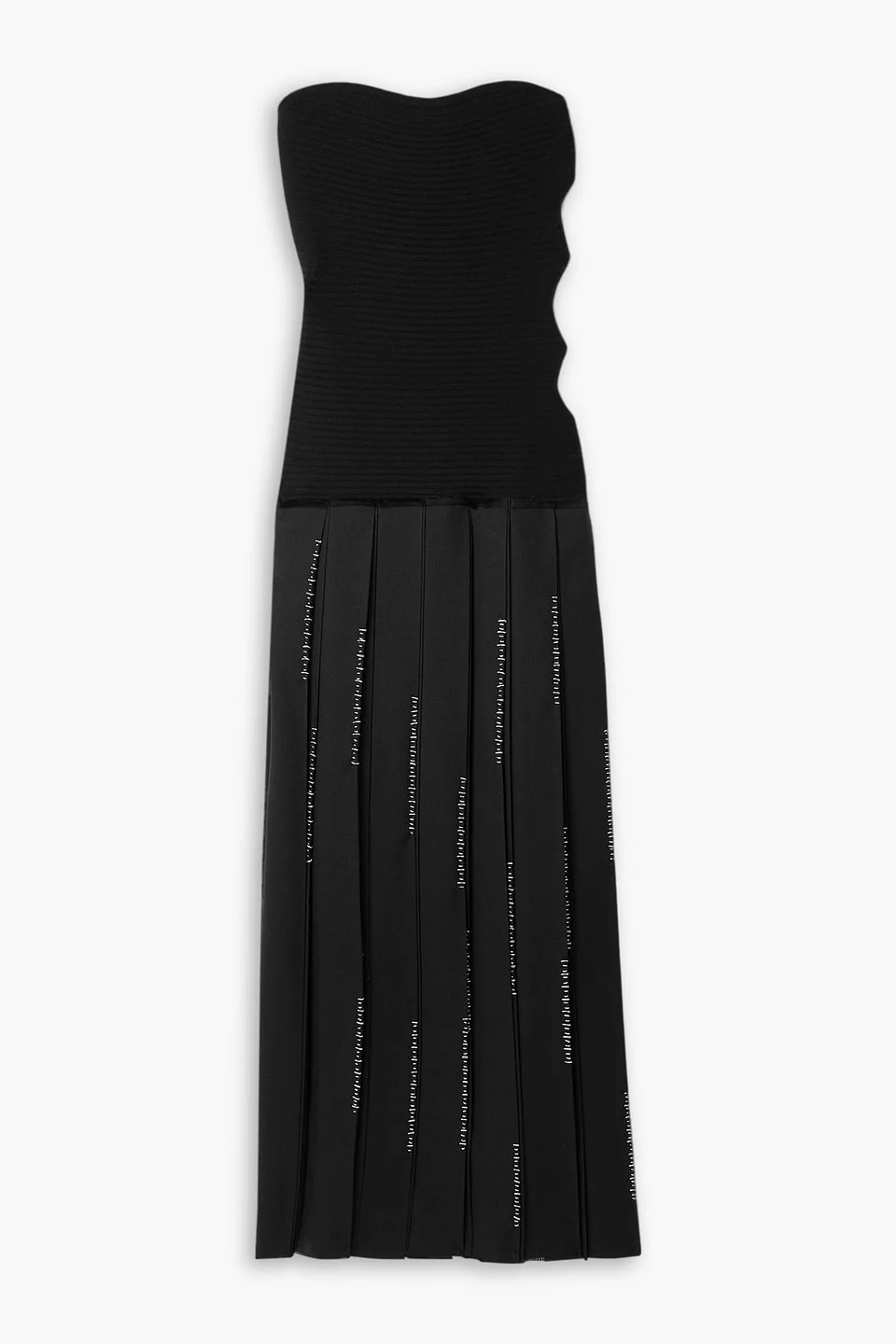Marcell strapless pleated embroidered wool maxi dress - 1