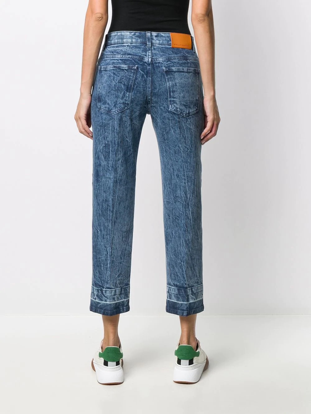 heart-embroidered cropped jeans - 4