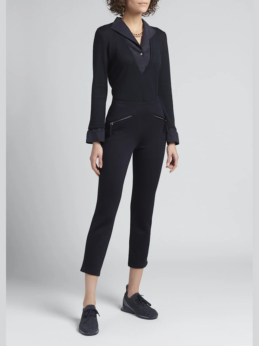 Wool Trompe L'oeil V-Neck Top - 1