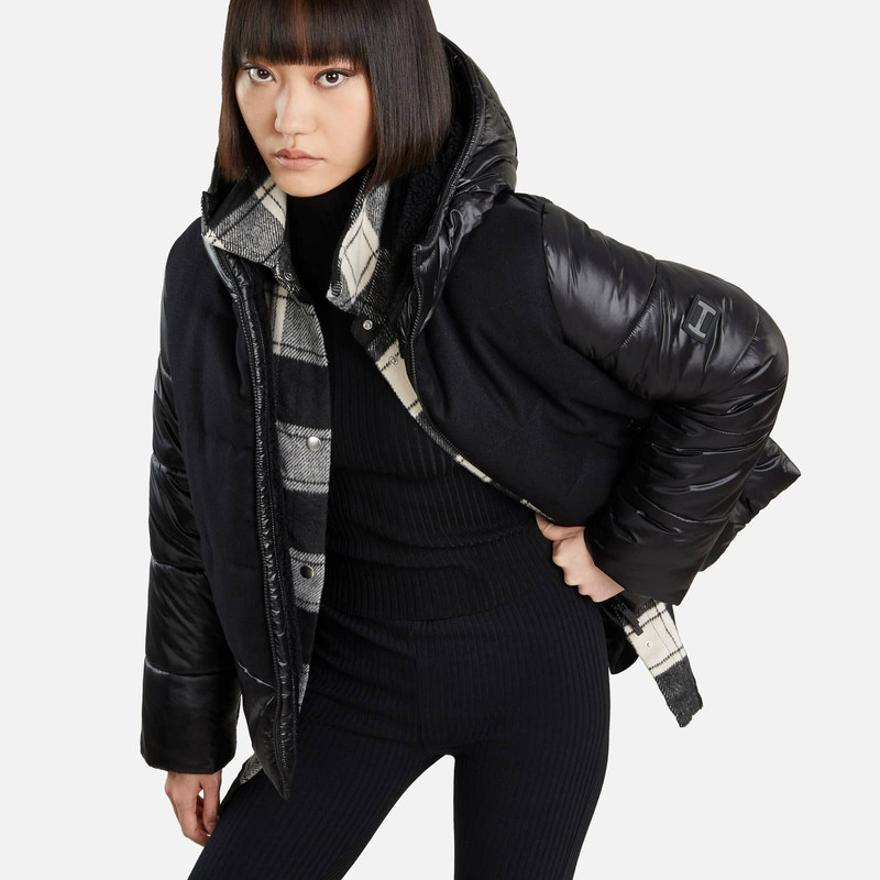 Bimaterial Quilted Jacket Black 4