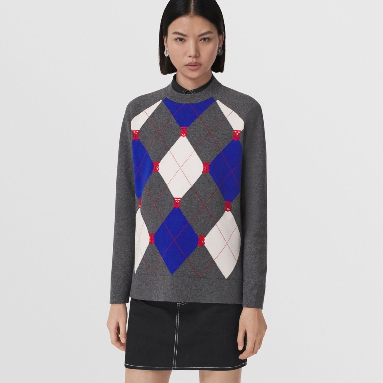 Argyle Intarsia Cashmere Blend Sweater - 5