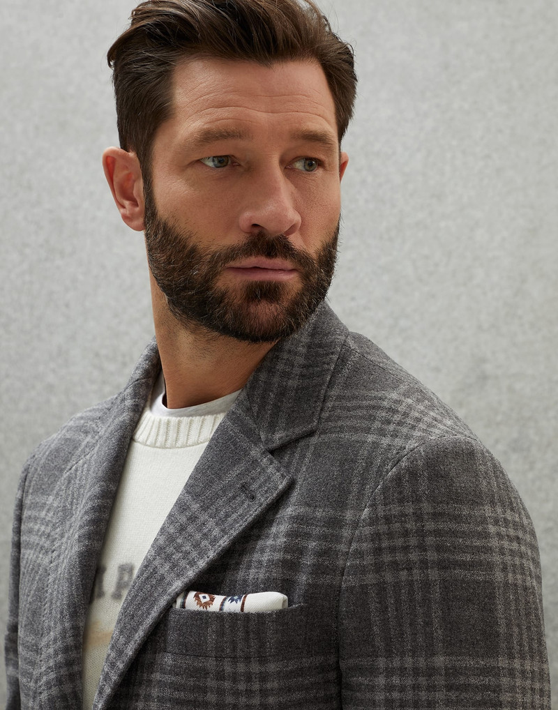 Wool flannel pocket square with border 3