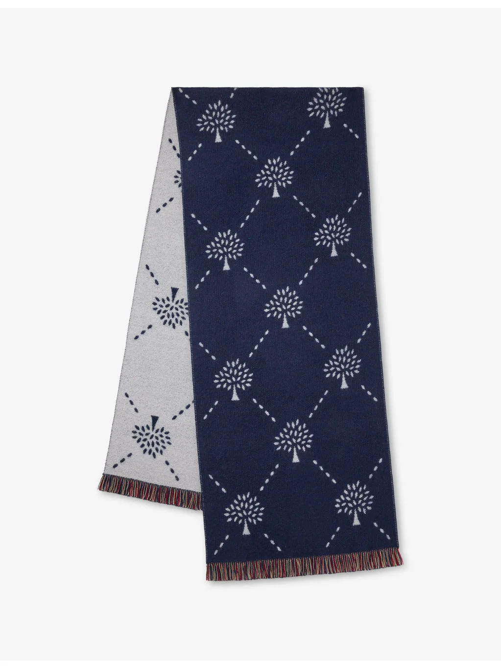 Mulberry Diamond Tree Jacquard Wool Scarf - 1