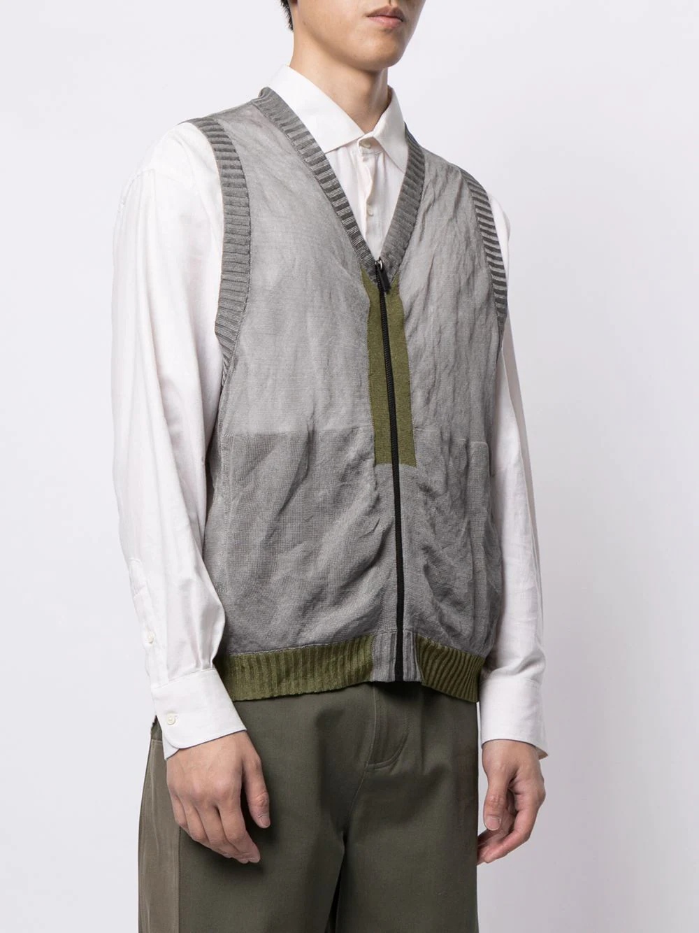 rib-trimmed zipped gilet - 3