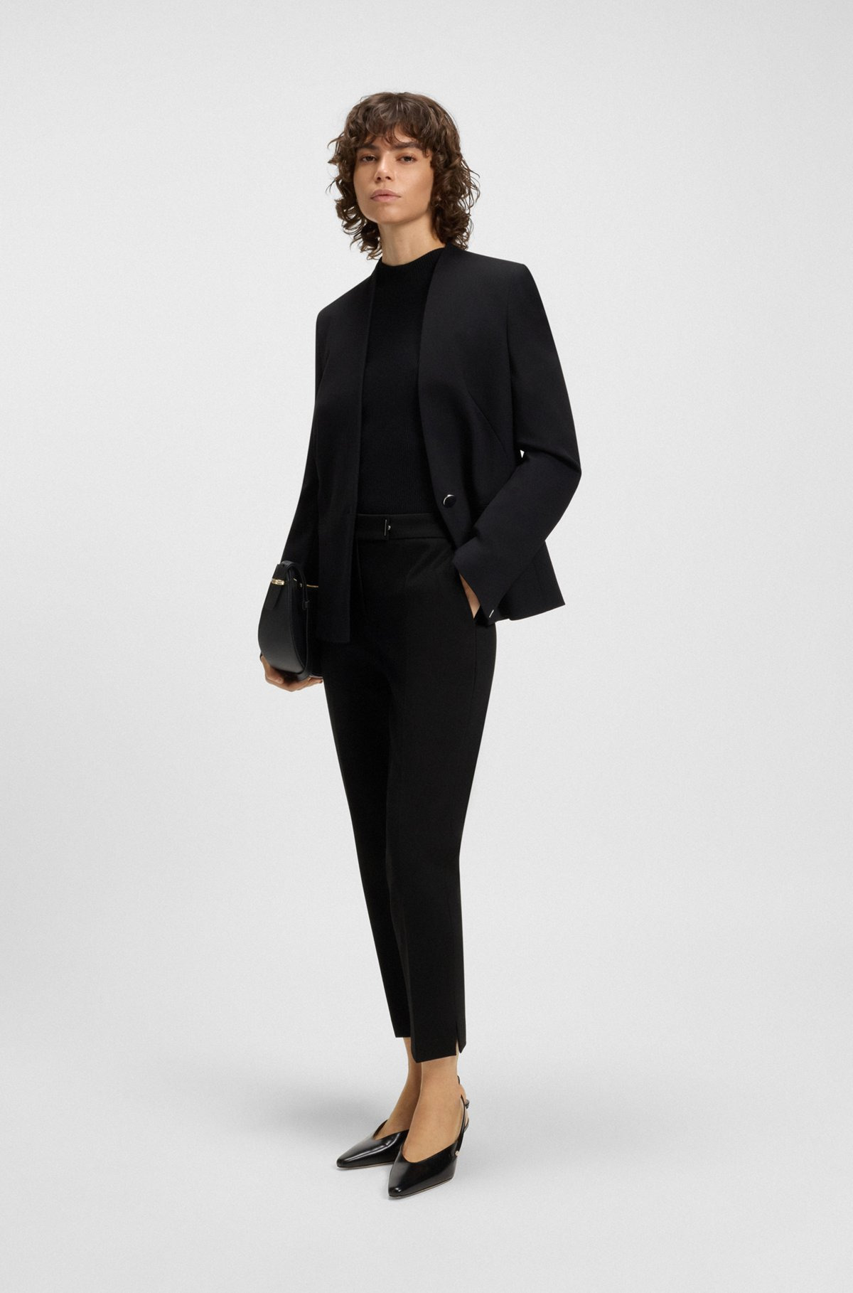 SLIM-FIT PANTS IN MICRO-STRUCTURED STRETCH FABRIC - 3