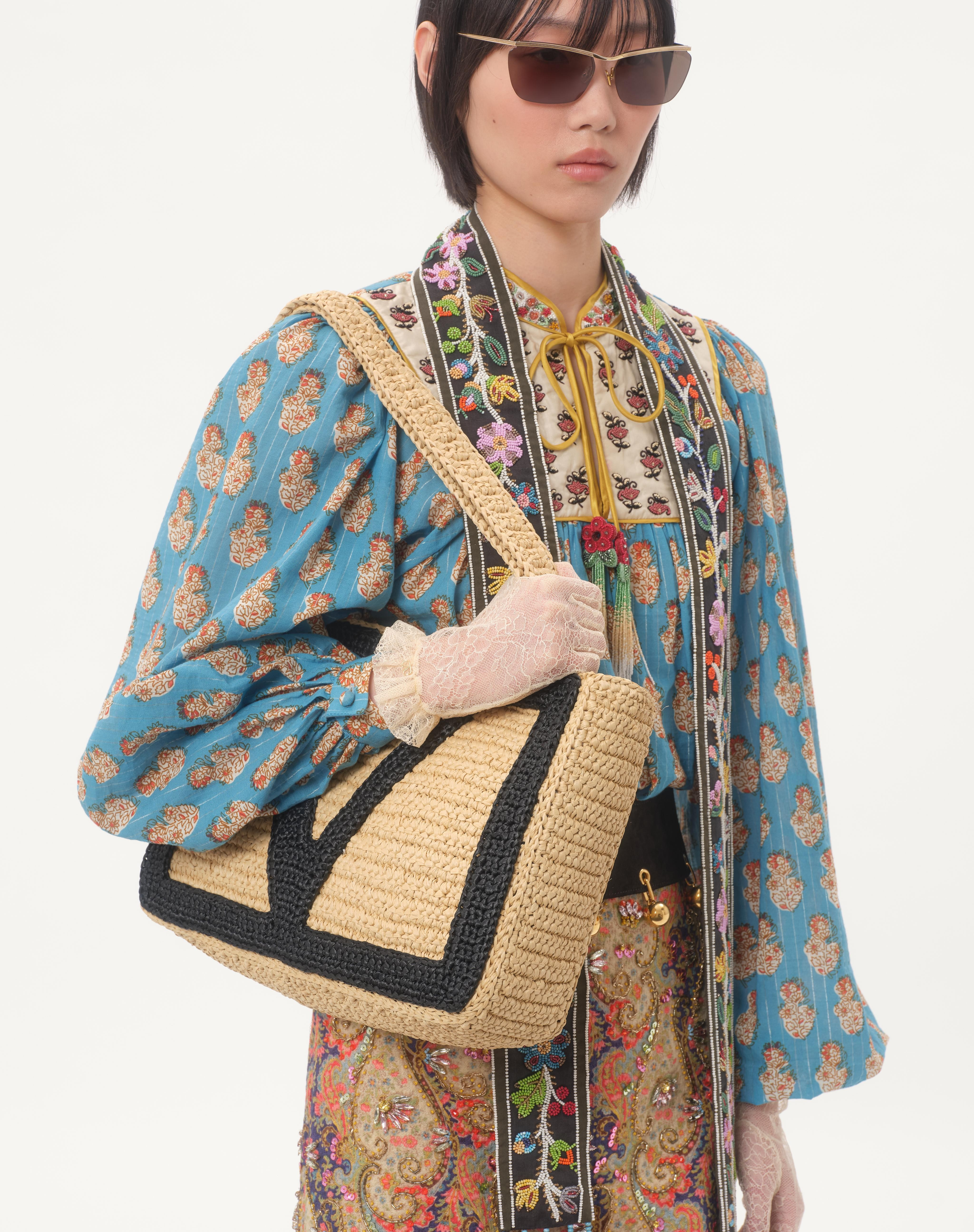 VALENTINO GARAVANI VIVA SUPERSTAR MEDIUM SHOPPING BAG IN SYNTHETIC RAFFIA - 7