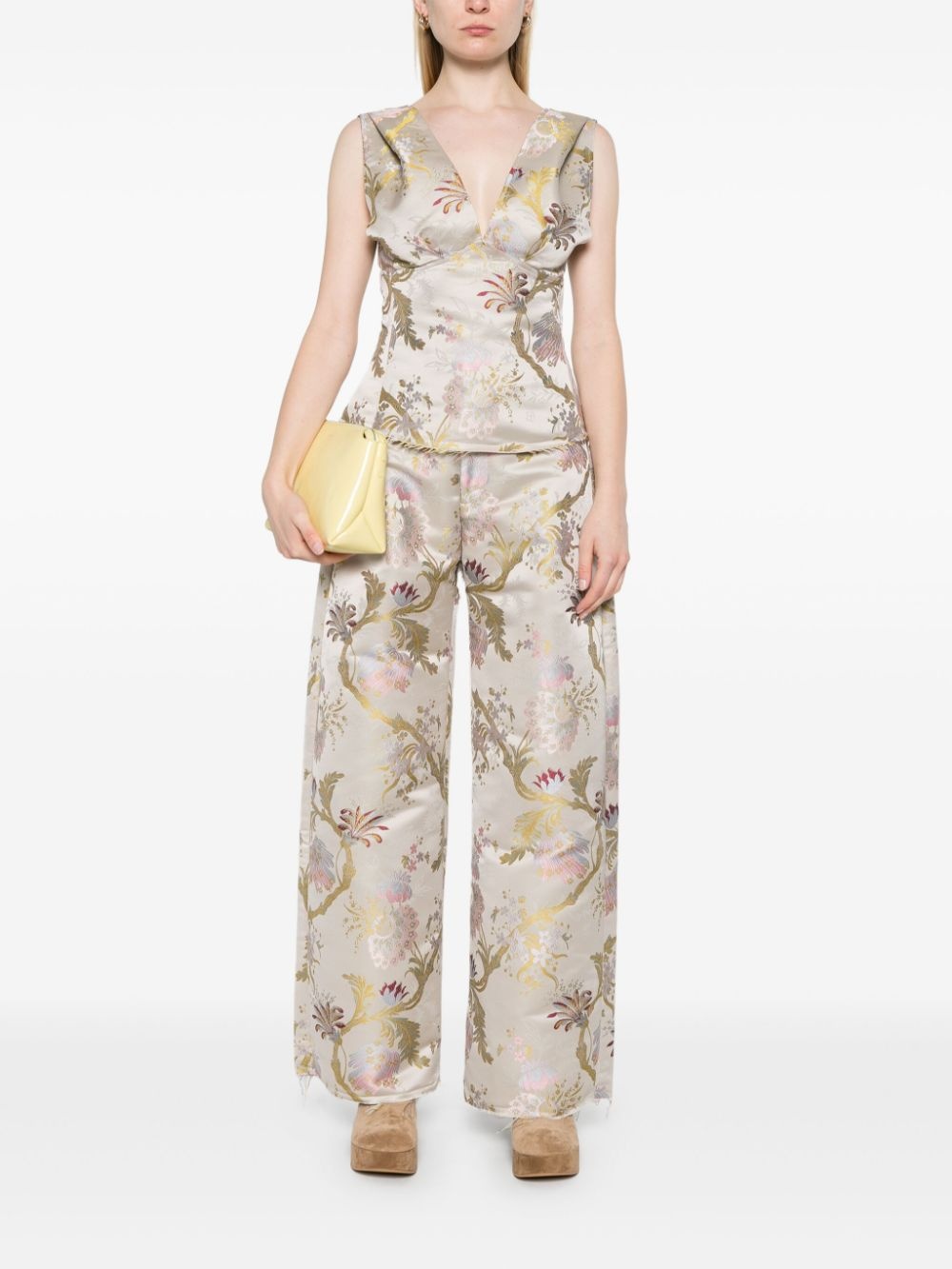 brocade-jacquard trousers - 2