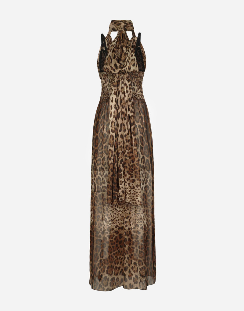 Dolce & Gabbana Long leopard-print chiffon dress outlook