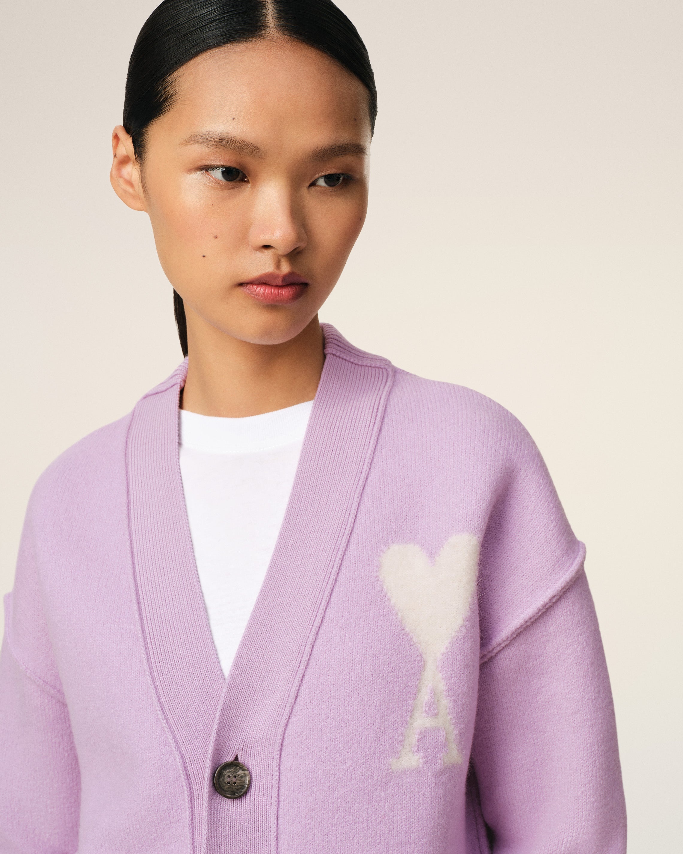 PURPLE WOOL AMI DE COEUR CARDIGAN - 4