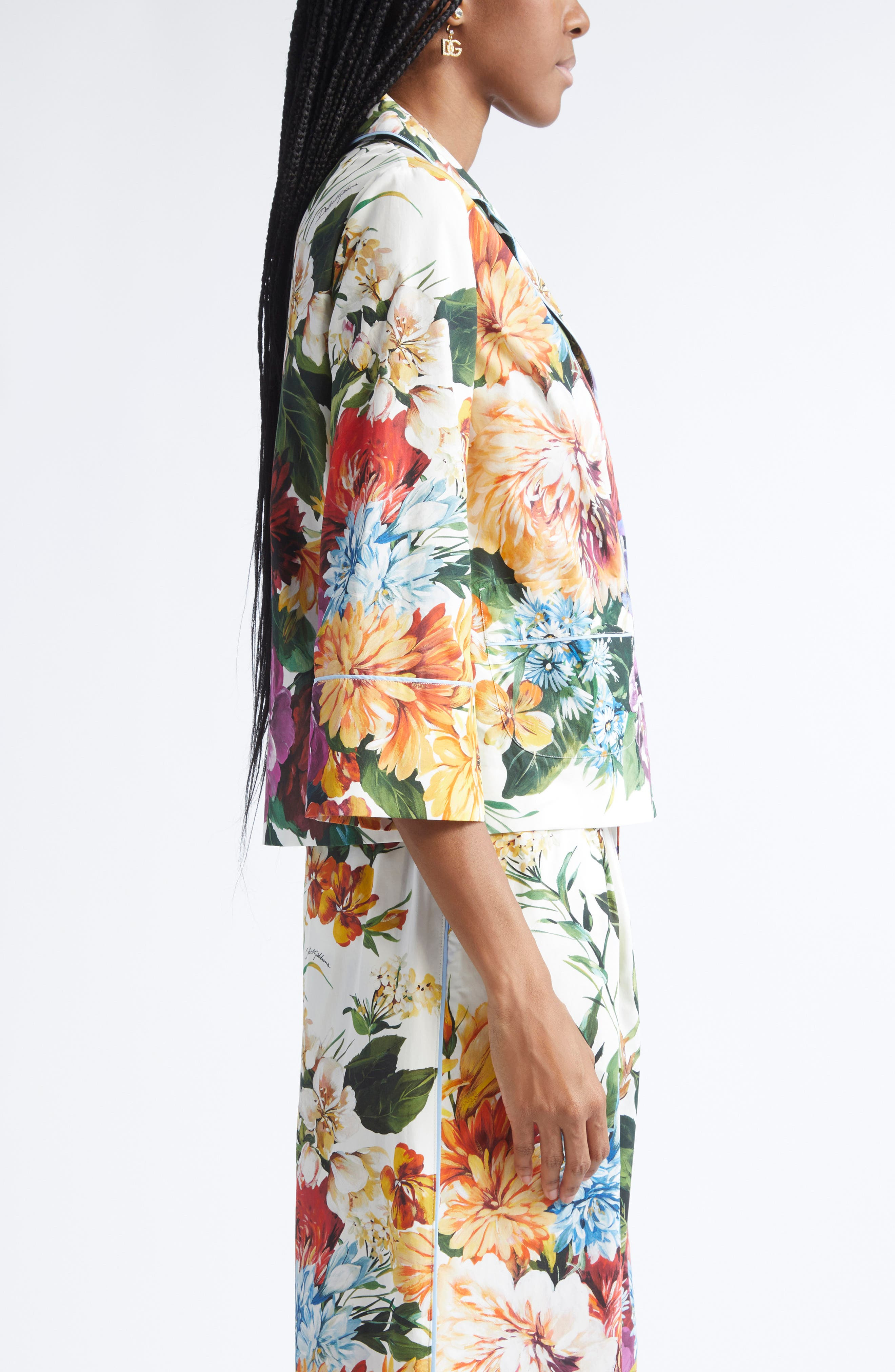 Dolce&Gabbana Floral Button-Up Top in Ha5Pc B.fiori Cret. F.bco at Nordstrom - 4