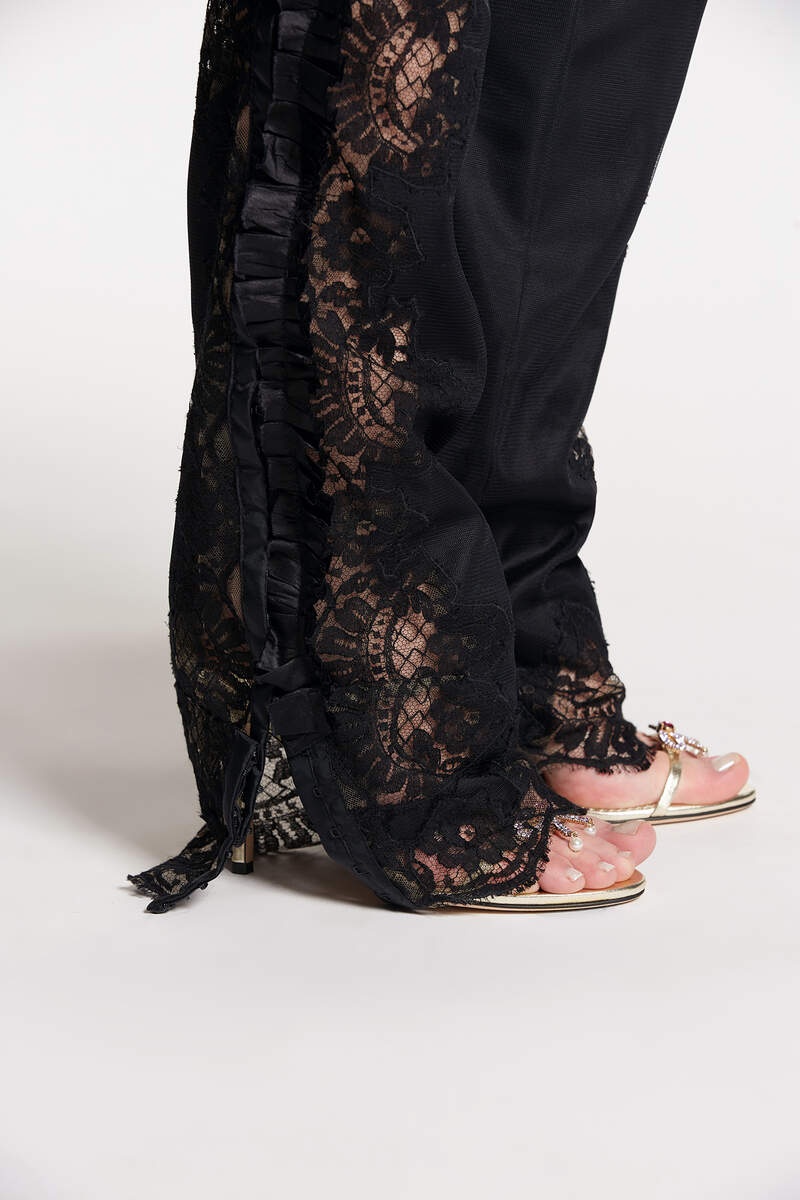 GOTH LACE TRIMMED PANTS - 6